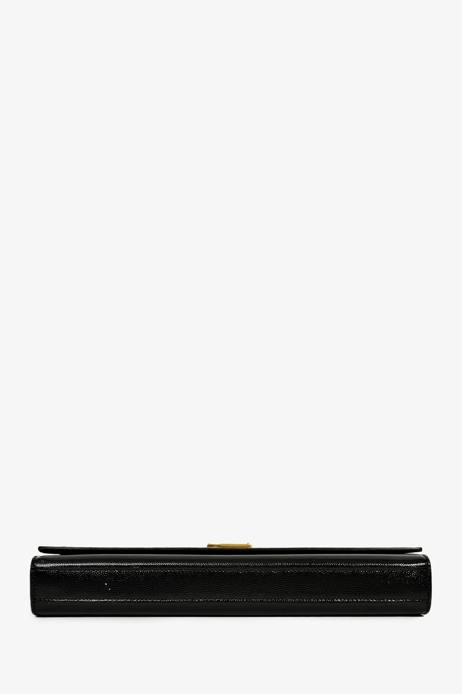 Saint Laurent Black Patent Grained Leather Cassandre Clutch - Image 5