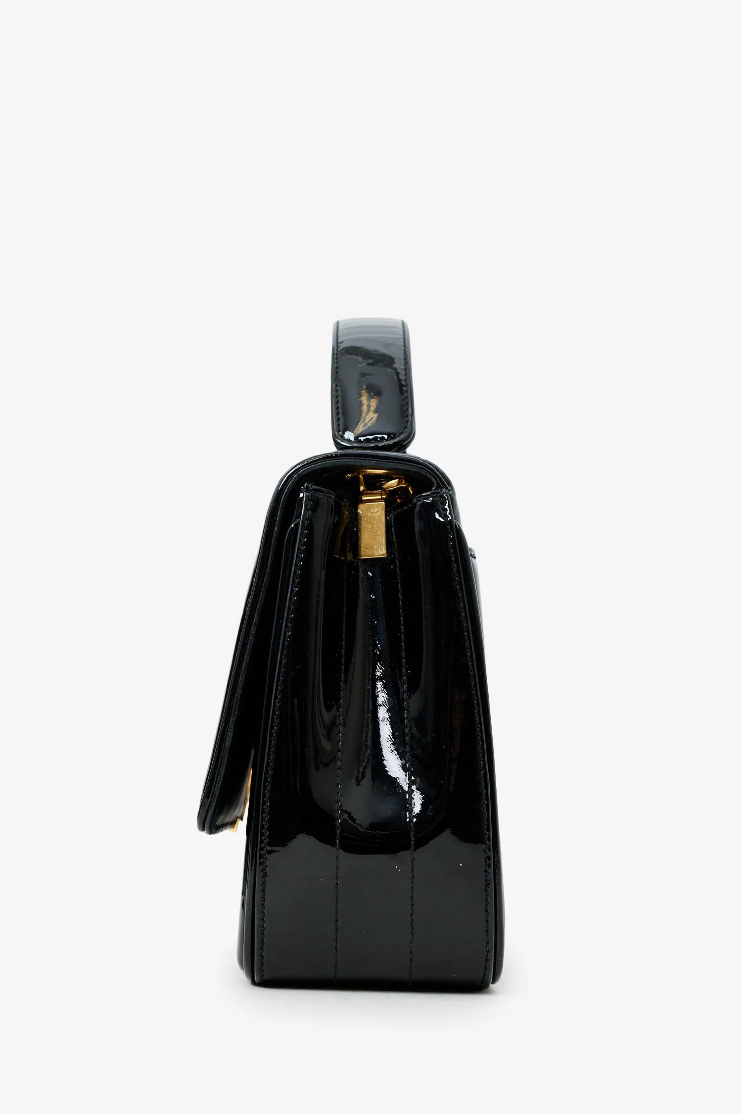 Saint Laurent Black Patent Leather Large Vicky Crossbody - Image 4