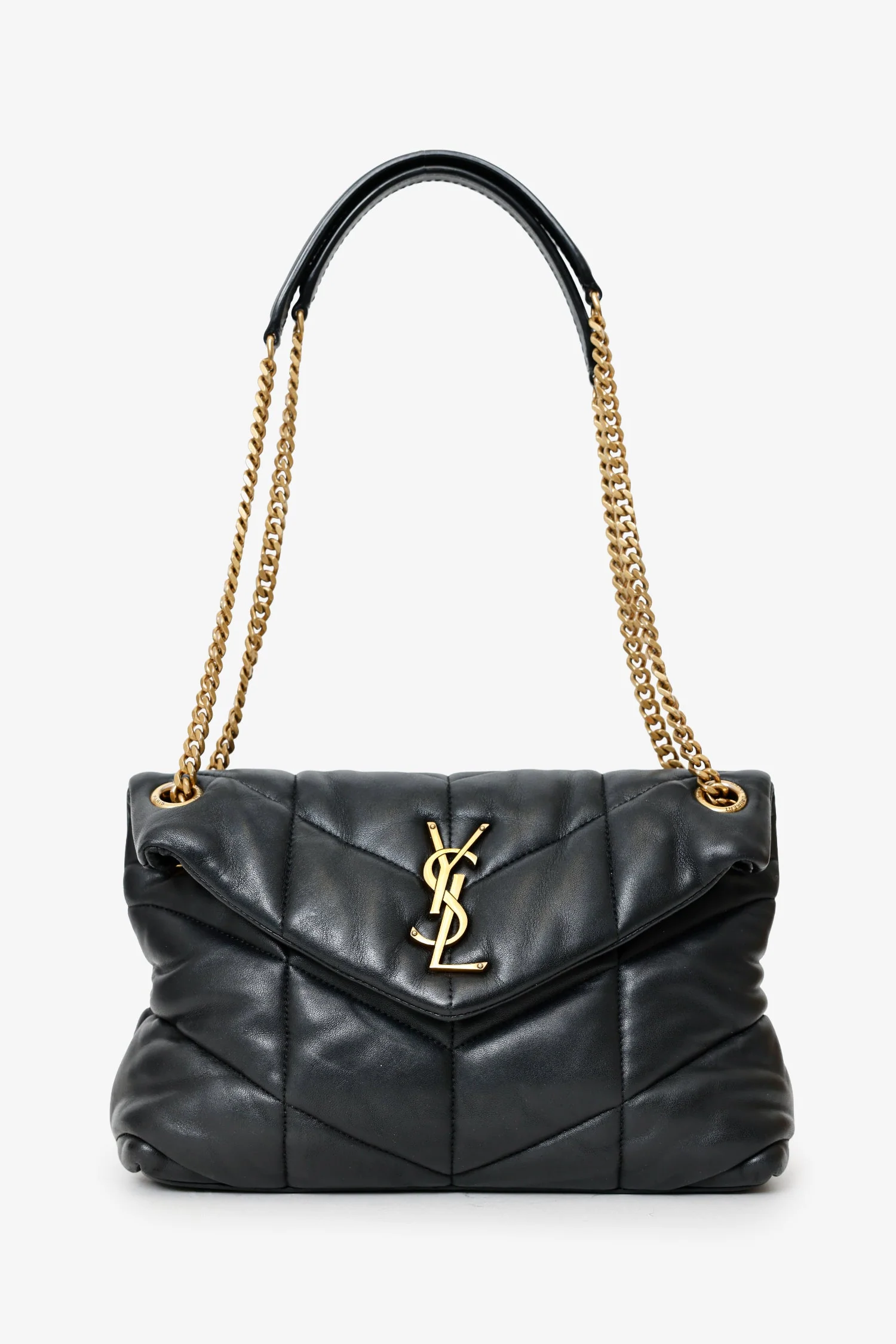 Saint Laurent Black Quilted Leather Small LouLou Puffer Shoulder Bag - Image 6