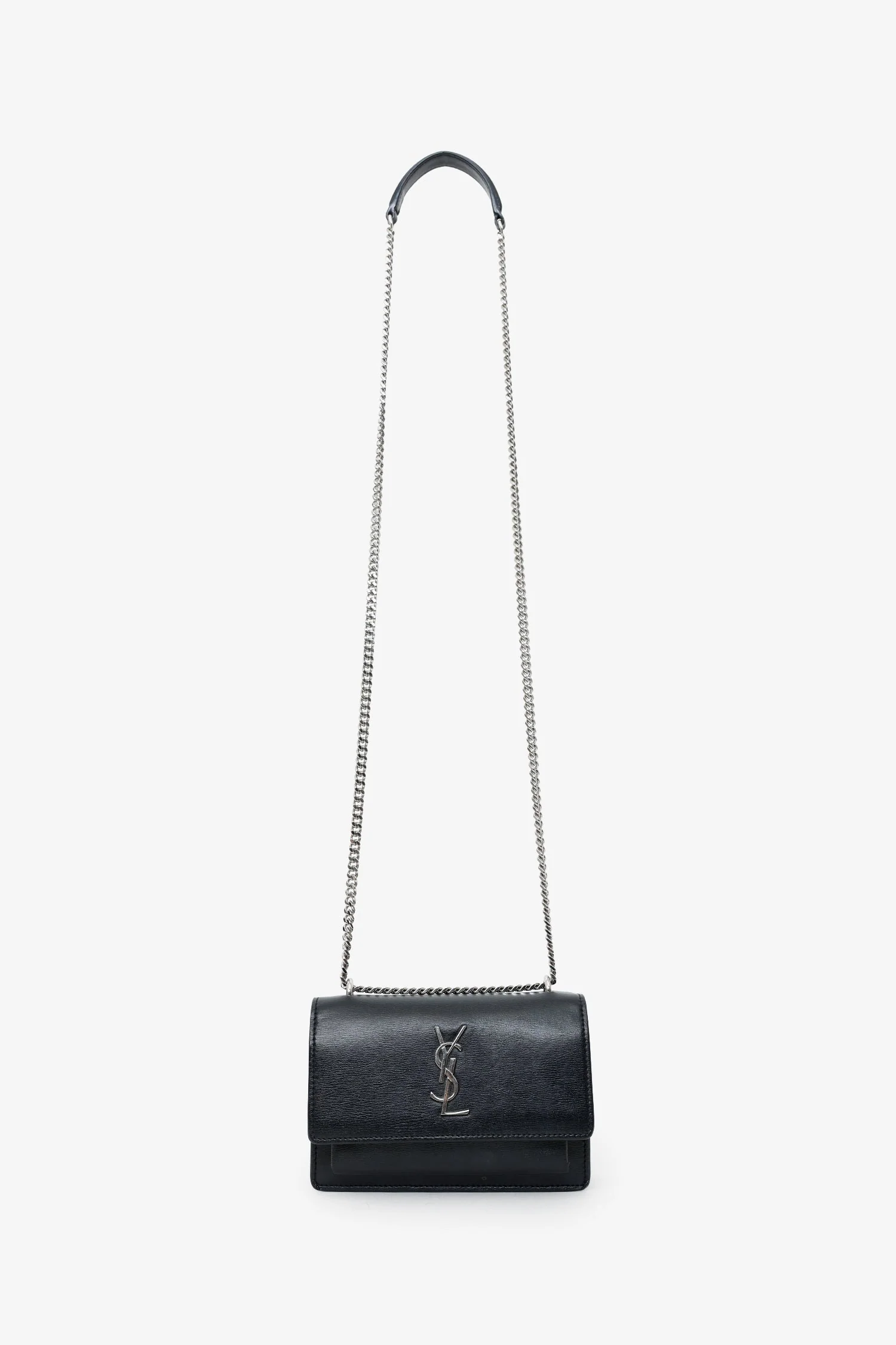 Saint Laurent Black Smooth Leather Mini 'Sunset' Shoulder Bag - Image 6