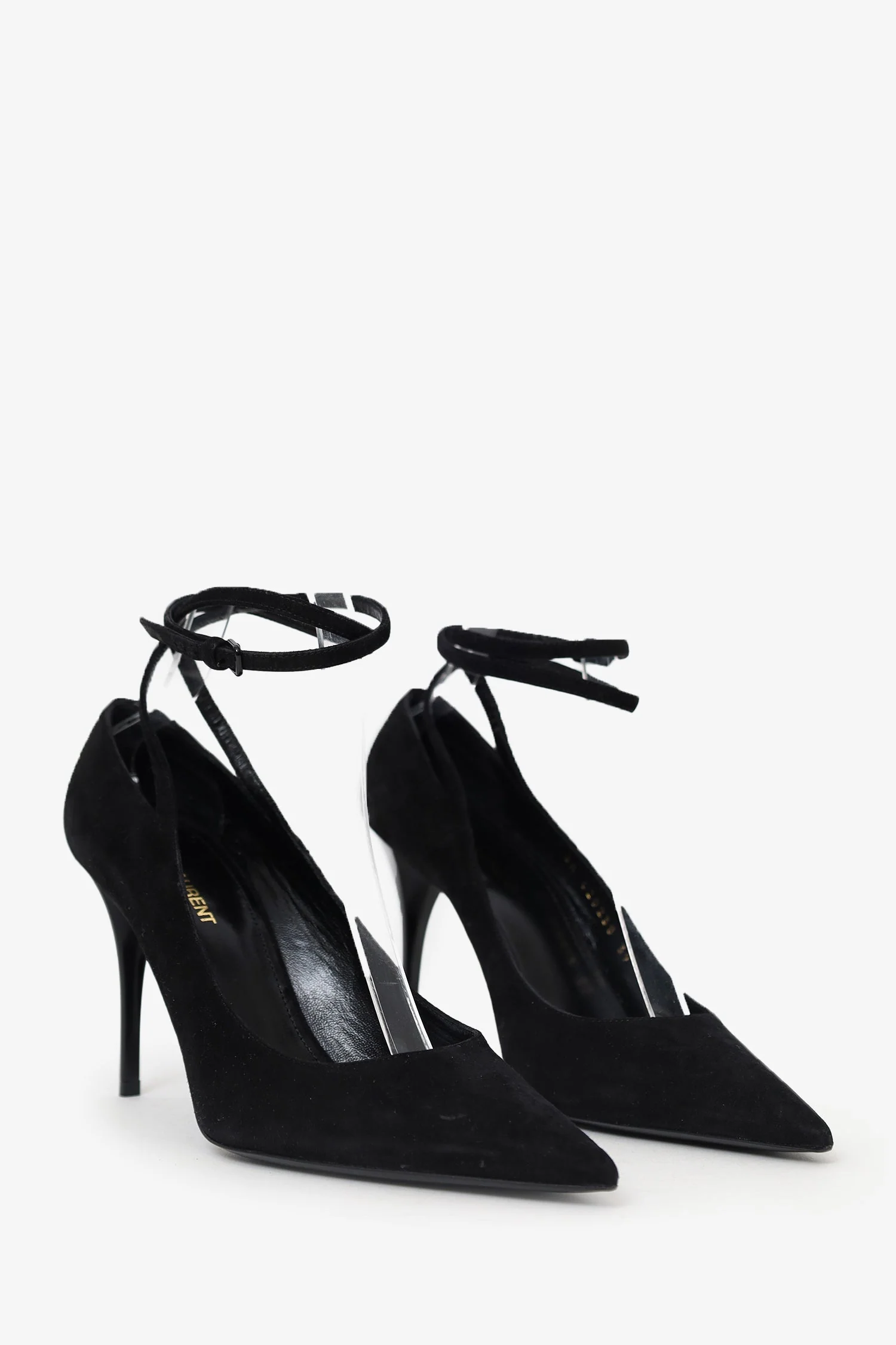 Saint Laurent Black Suede Strap Pumps Size 39 - Image 2
