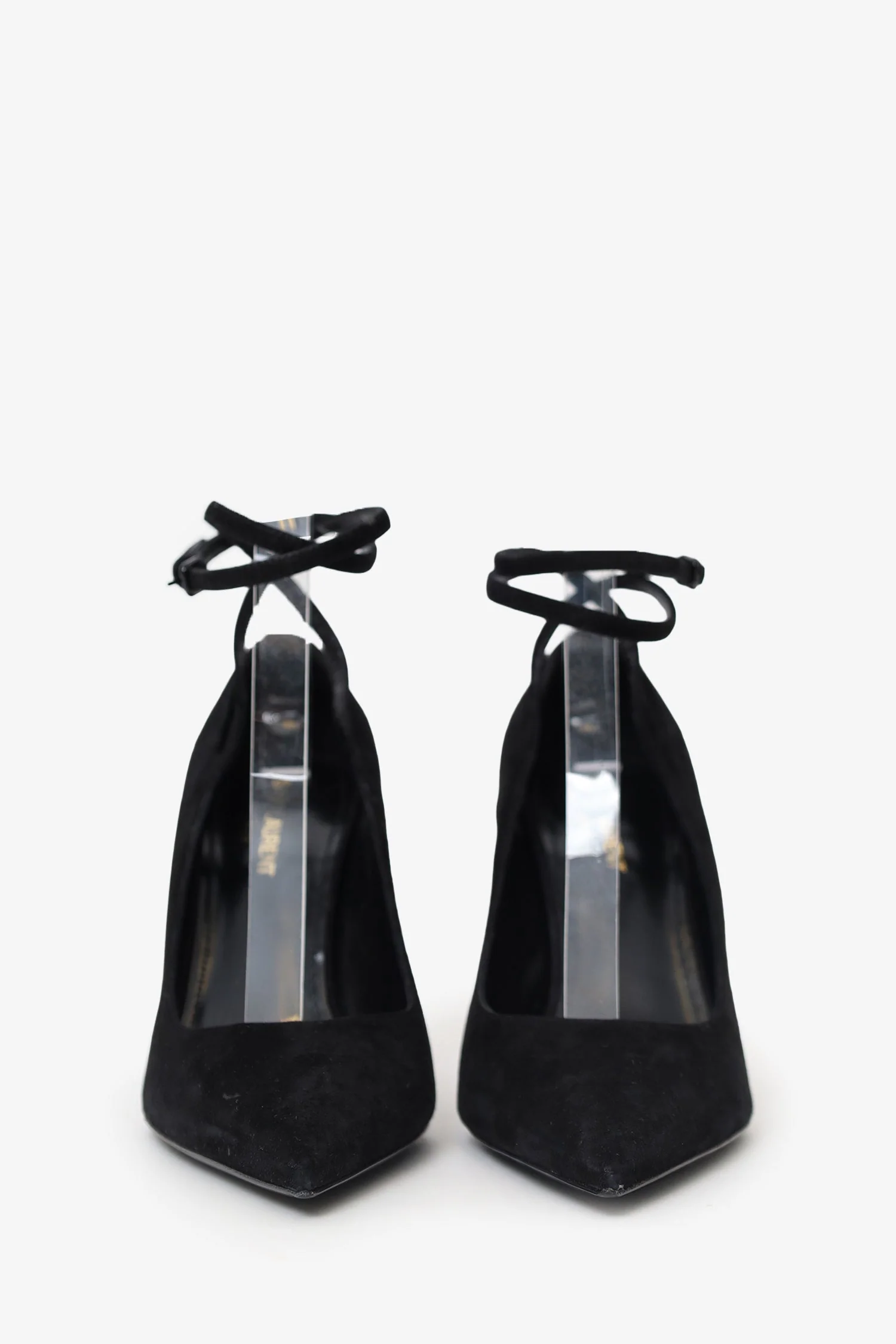 Saint Laurent Black Suede Strap Pumps Size 39 - Image 3