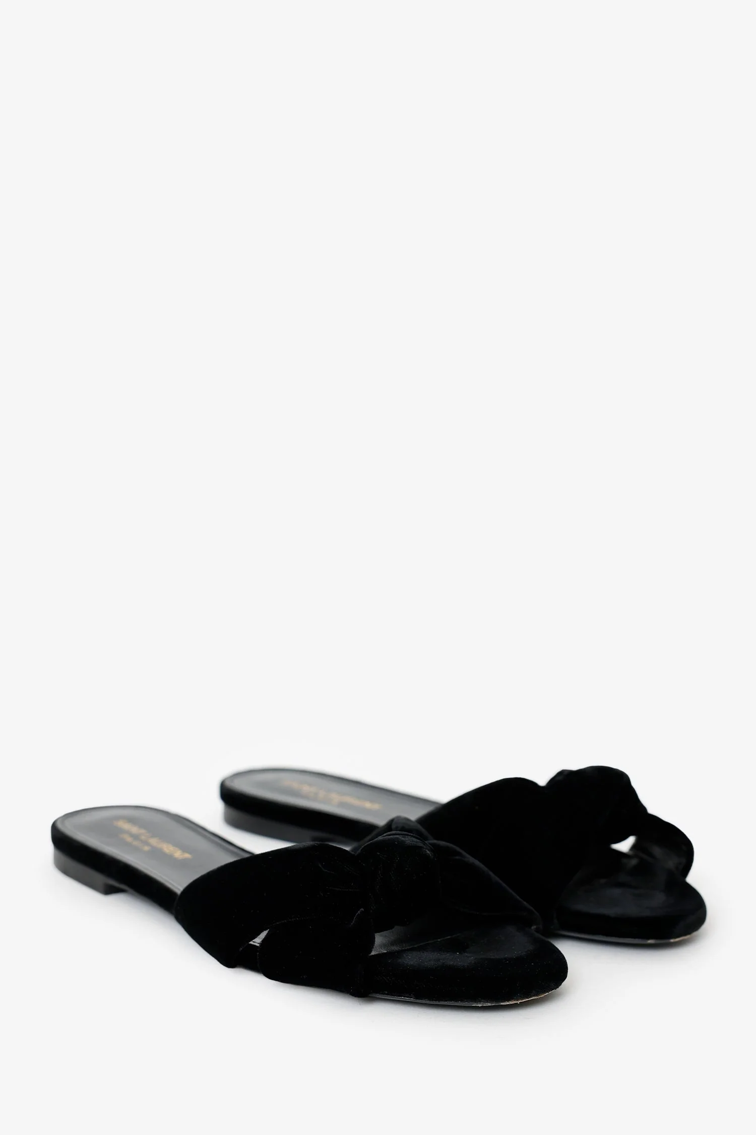 Saint Laurent Black Velvet Tribute Mules Size 38 - Image 2