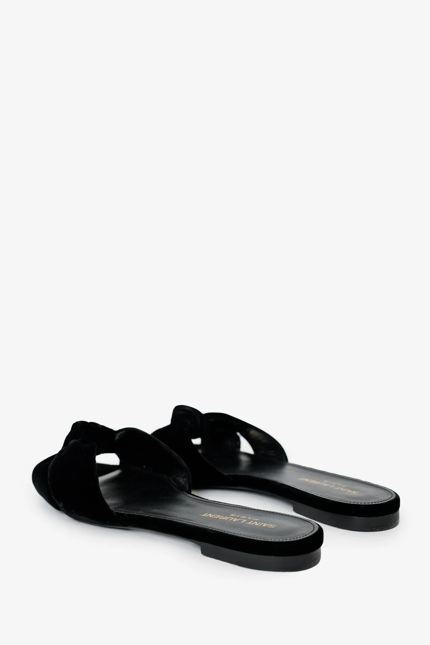 Saint Laurent Black Velvet Tribute Mules Size 38 - Image 4