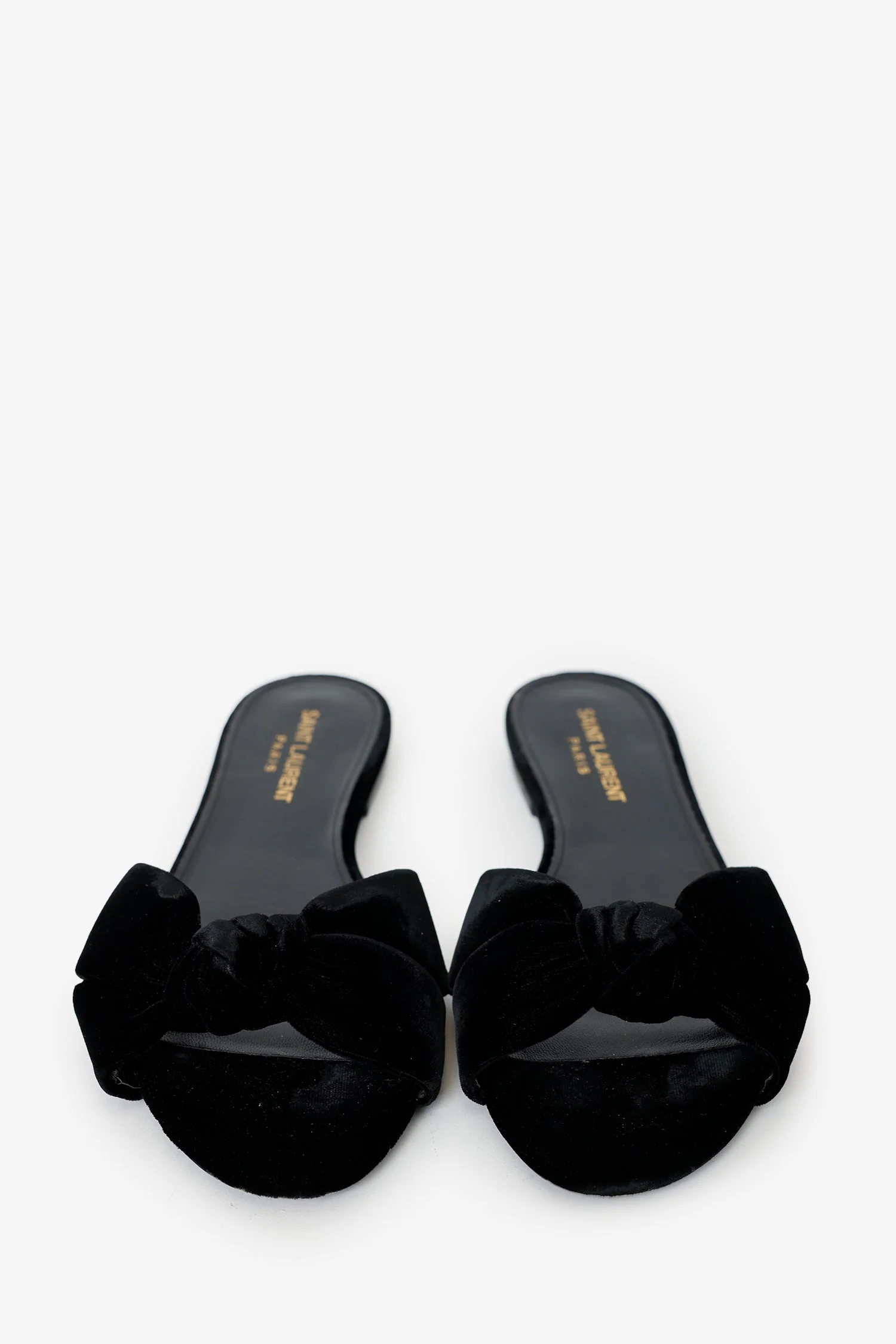 Saint Laurent Black Velvet Tribute Mules Size 38 - Image 6