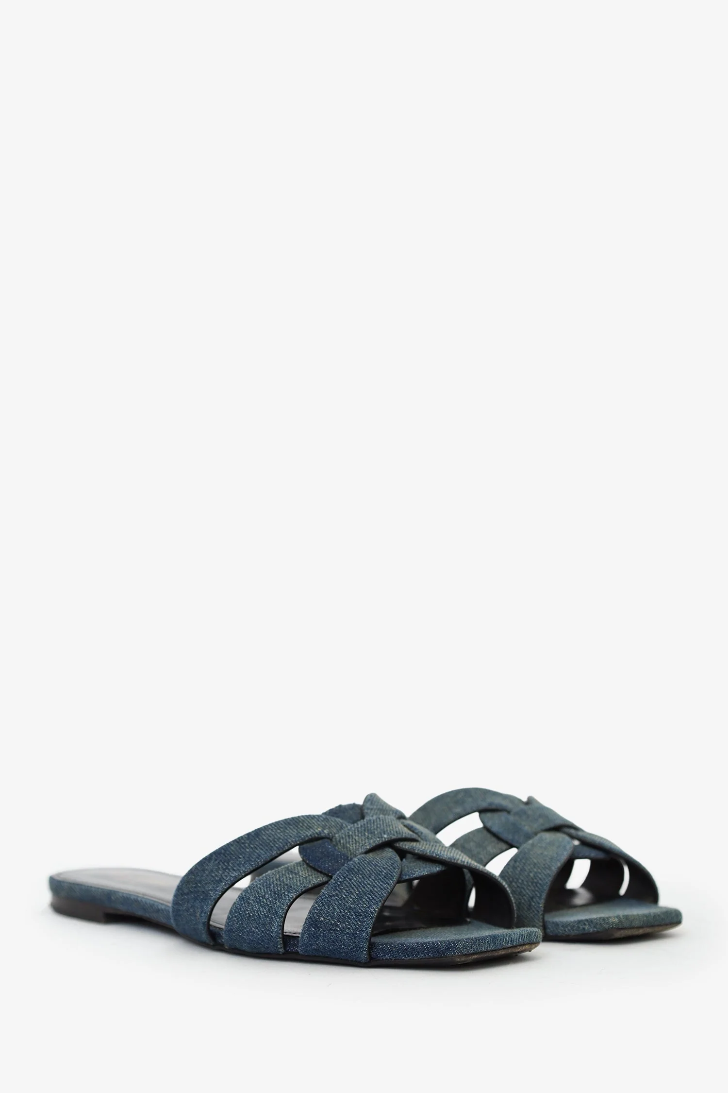 Saint Laurent Blue Denim Tribute Sandals Size 38.5 - Image 2