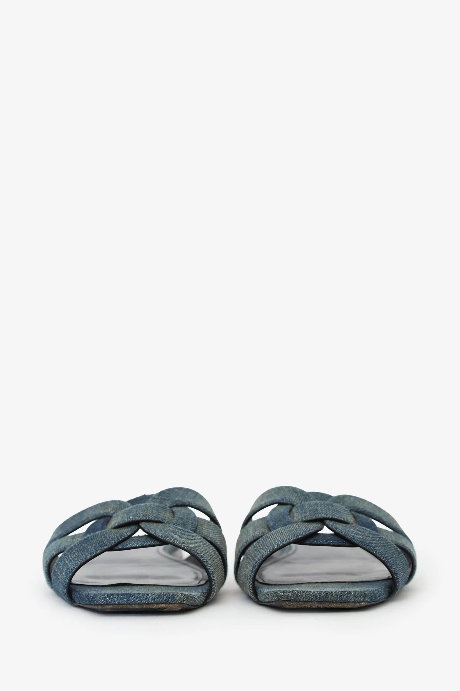 Saint Laurent Blue Denim Tribute Sandals Size 38.5 - Image 3