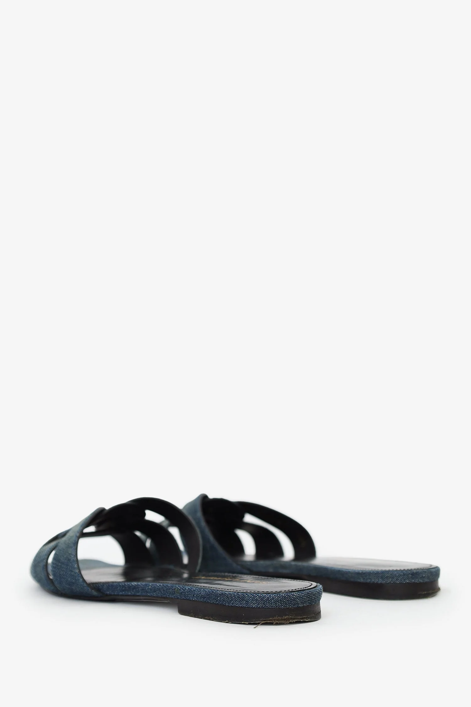 Saint Laurent Blue Denim Tribute Sandals Size 38.5 - Image 4