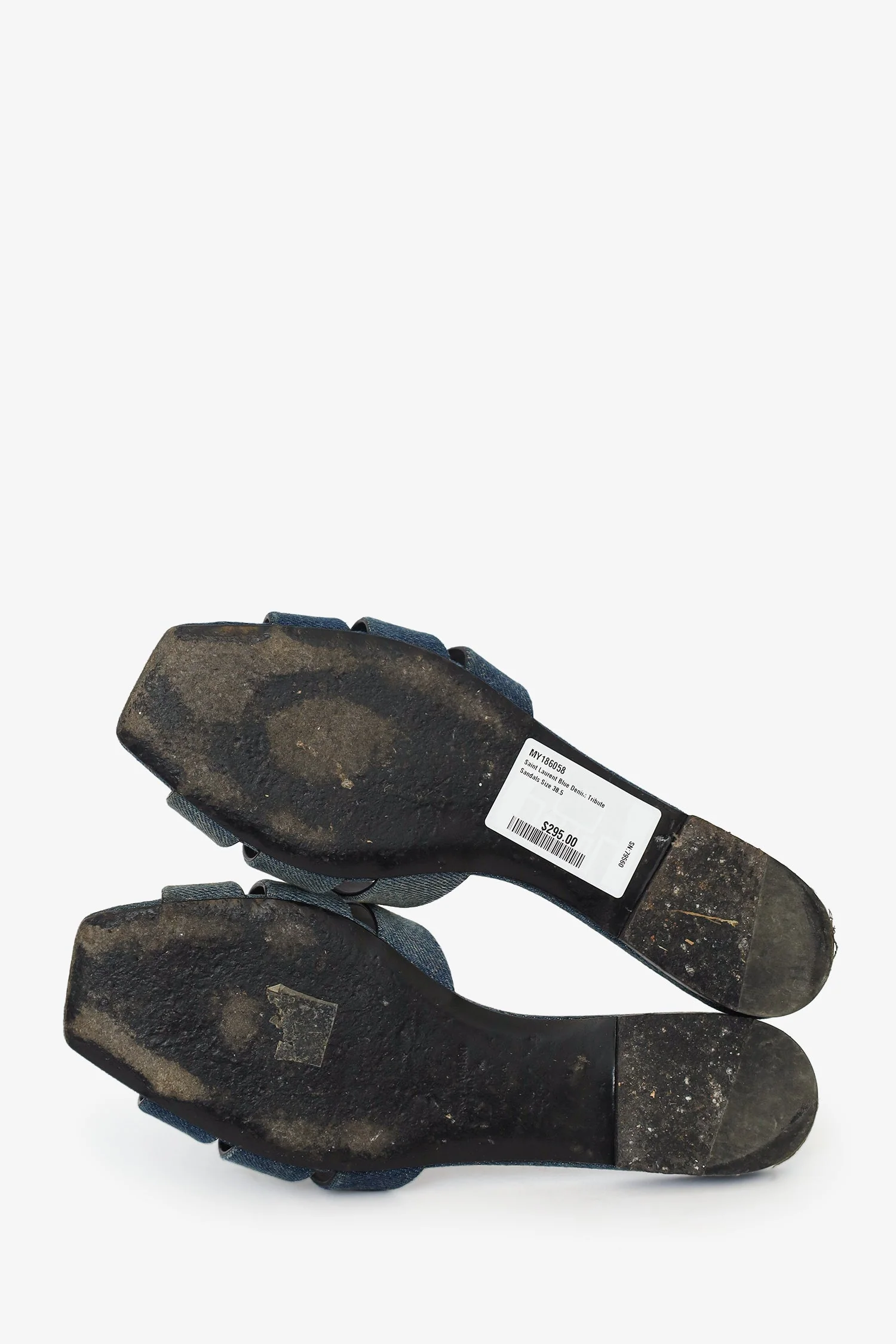 Saint Laurent Blue Denim Tribute Sandals Size 38.5 - Image 6
