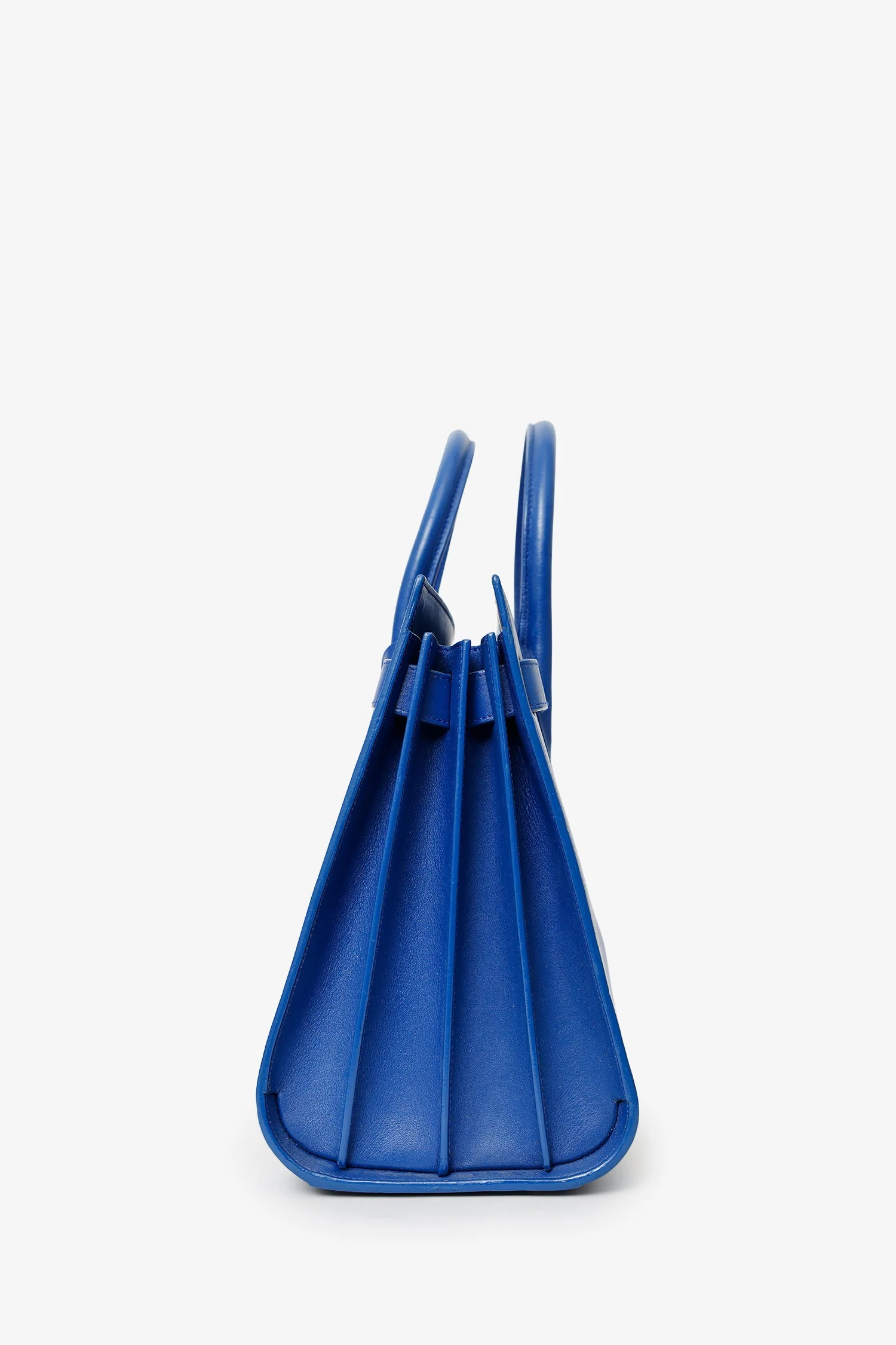 Saint Laurent Blue Leather Small Sac De Jour with Strap - Image 4