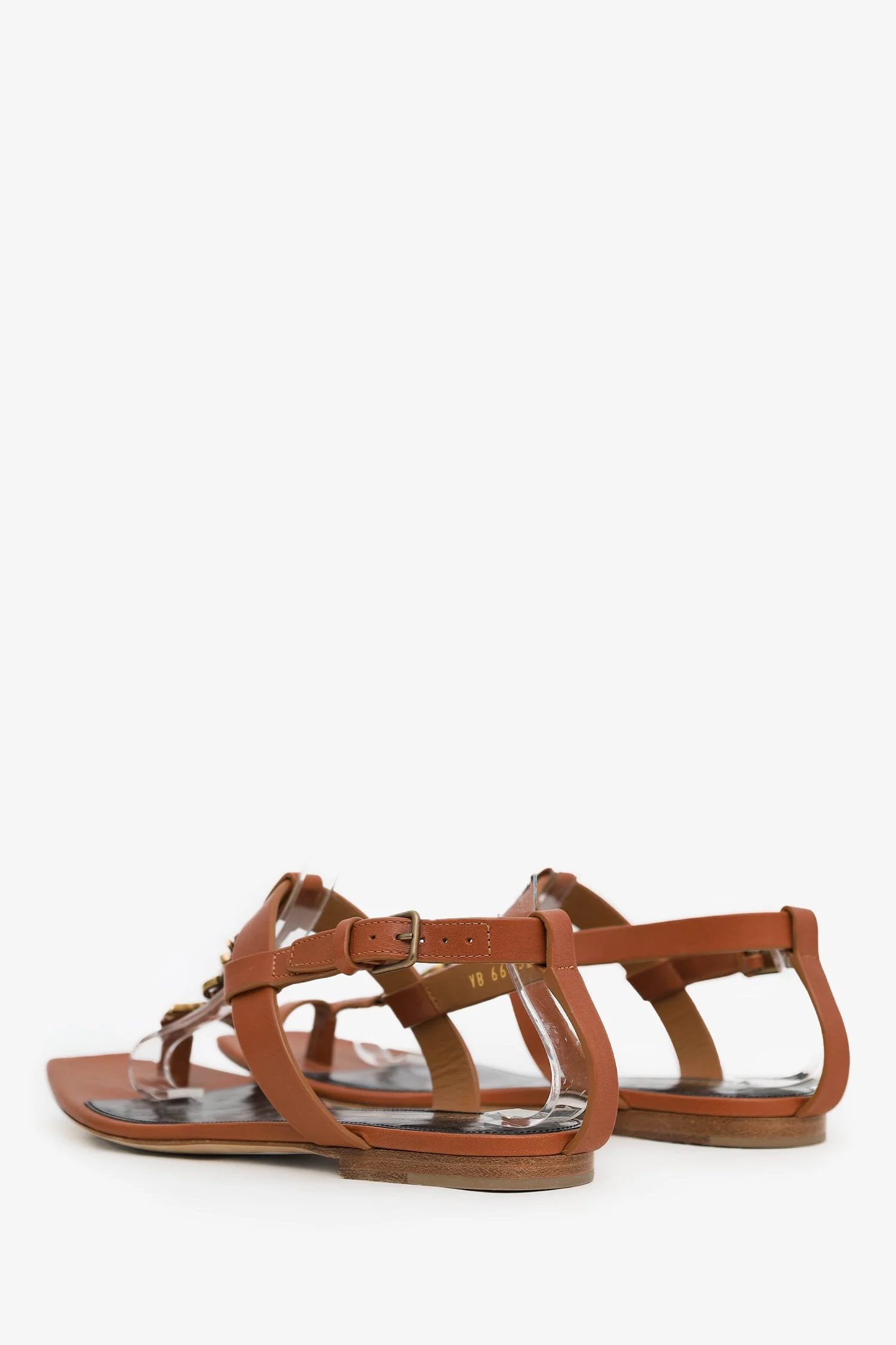 Saint Laurent Brown Cassandra Logo Flat Sandal Size 37 - Image 4