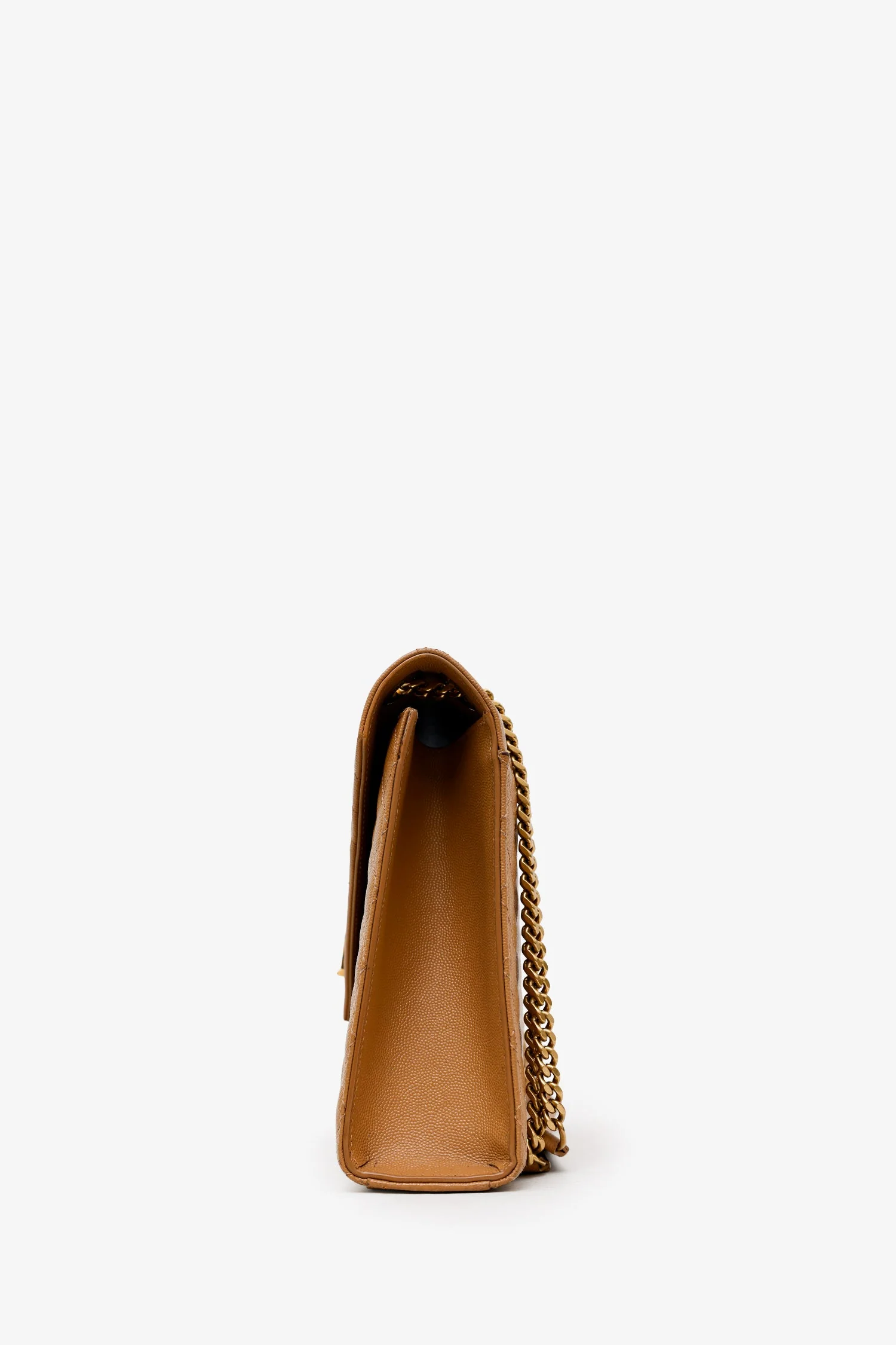 Saint Laurent Brown Grained Leather Tri-Quilted Envelope Chain Medium Shoulder Bag - Image 4
