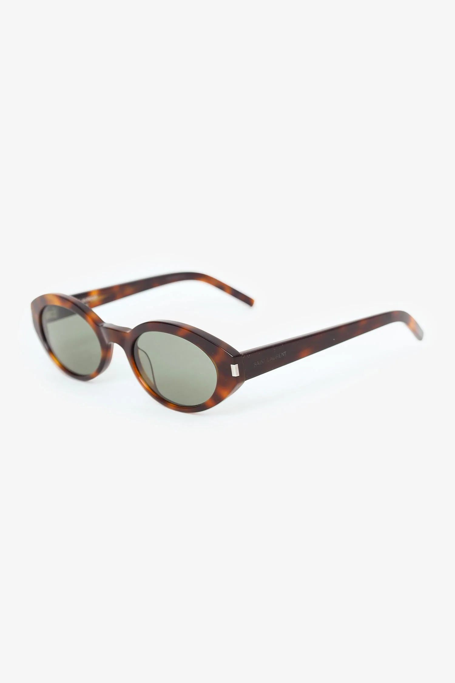 Saint Laurent Brown Tortoise Frame Oval Sunglasses - Image 3