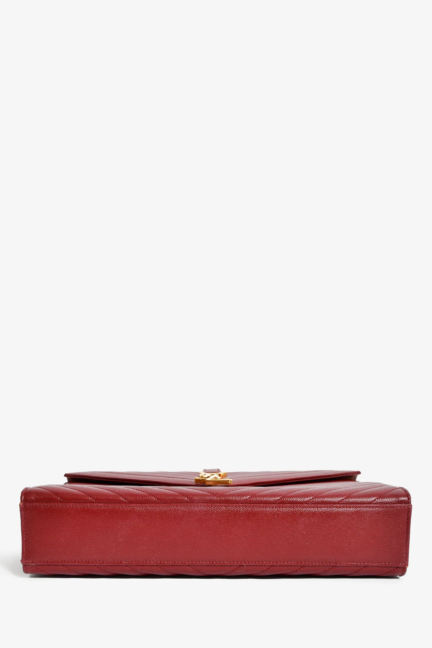 Saint Laurent Burgundy Chevron Leather Envelope Large Chain Shoulder Bag - Image 5