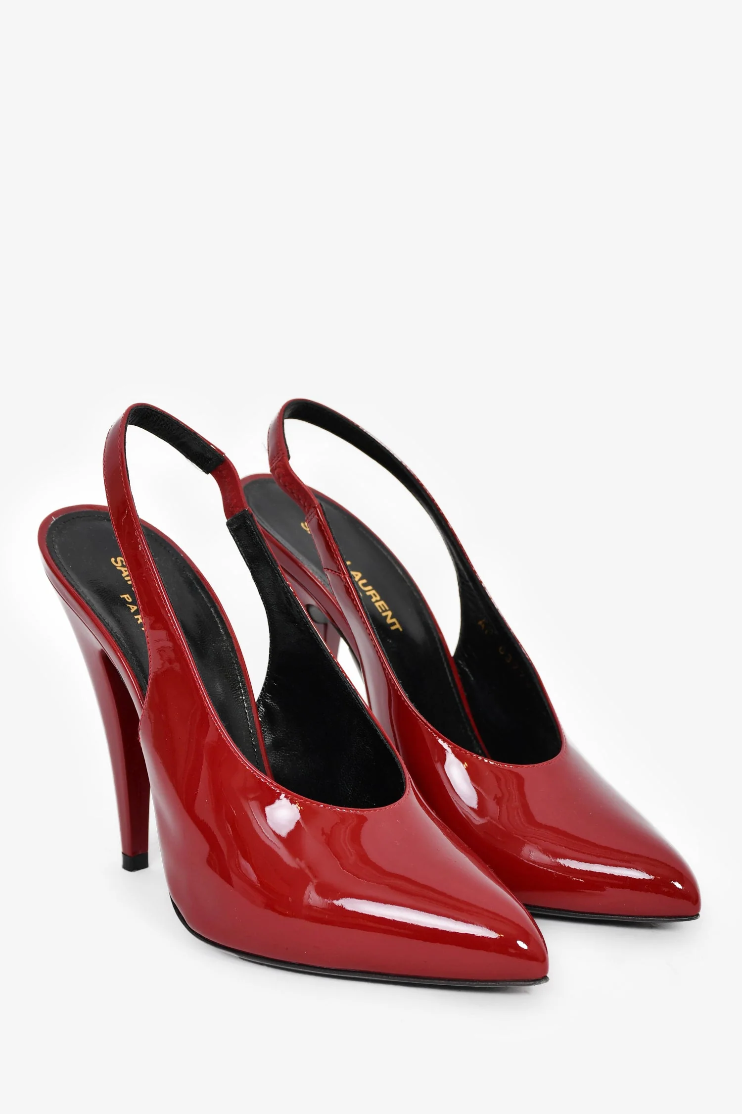 Saint Laurent Cherry Patent 'Venus' Slingback Heels Size 39 - Image 2