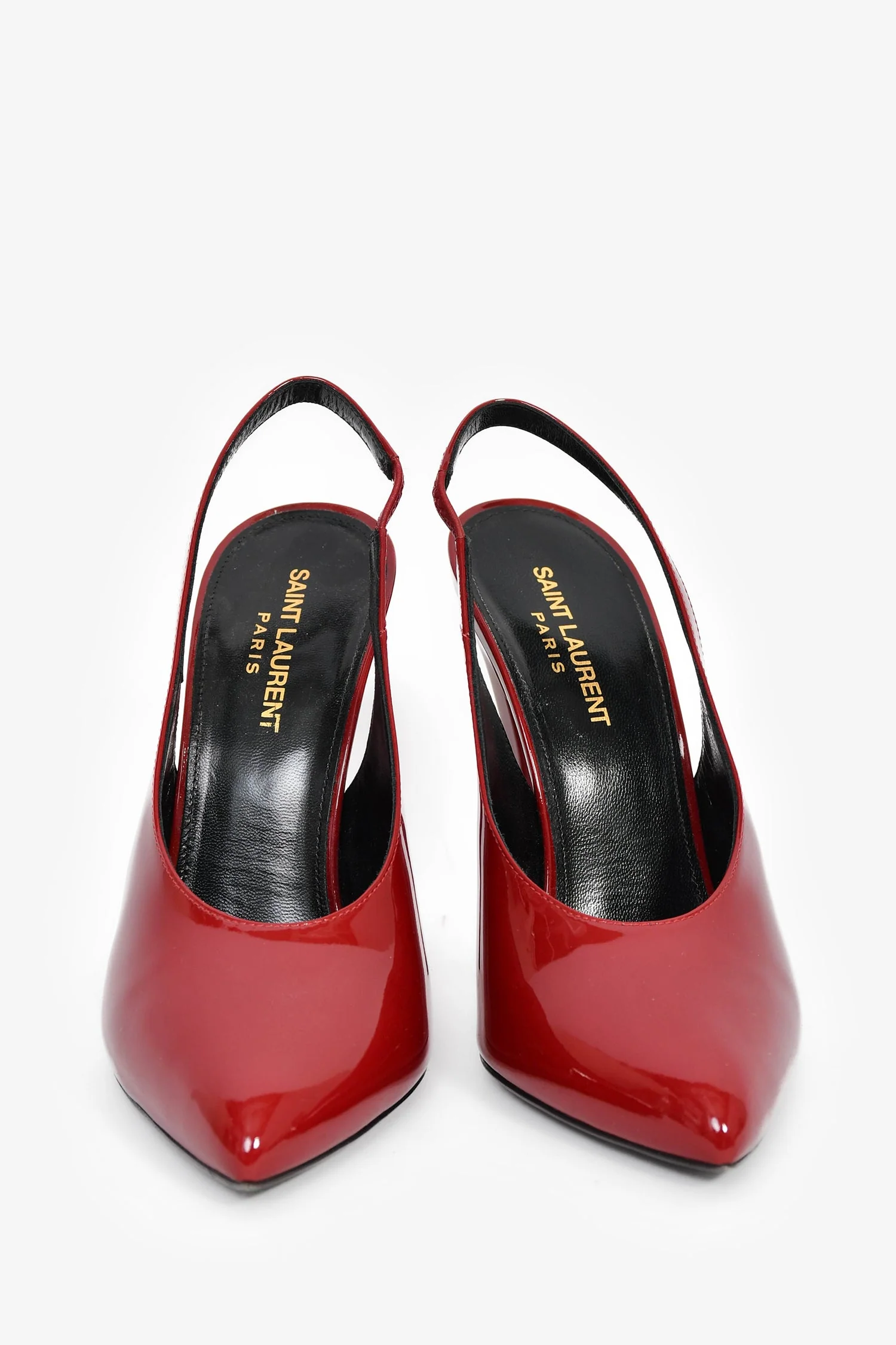 Saint Laurent Cherry Patent 'Venus' Slingback Heels Size 39 - Image 3