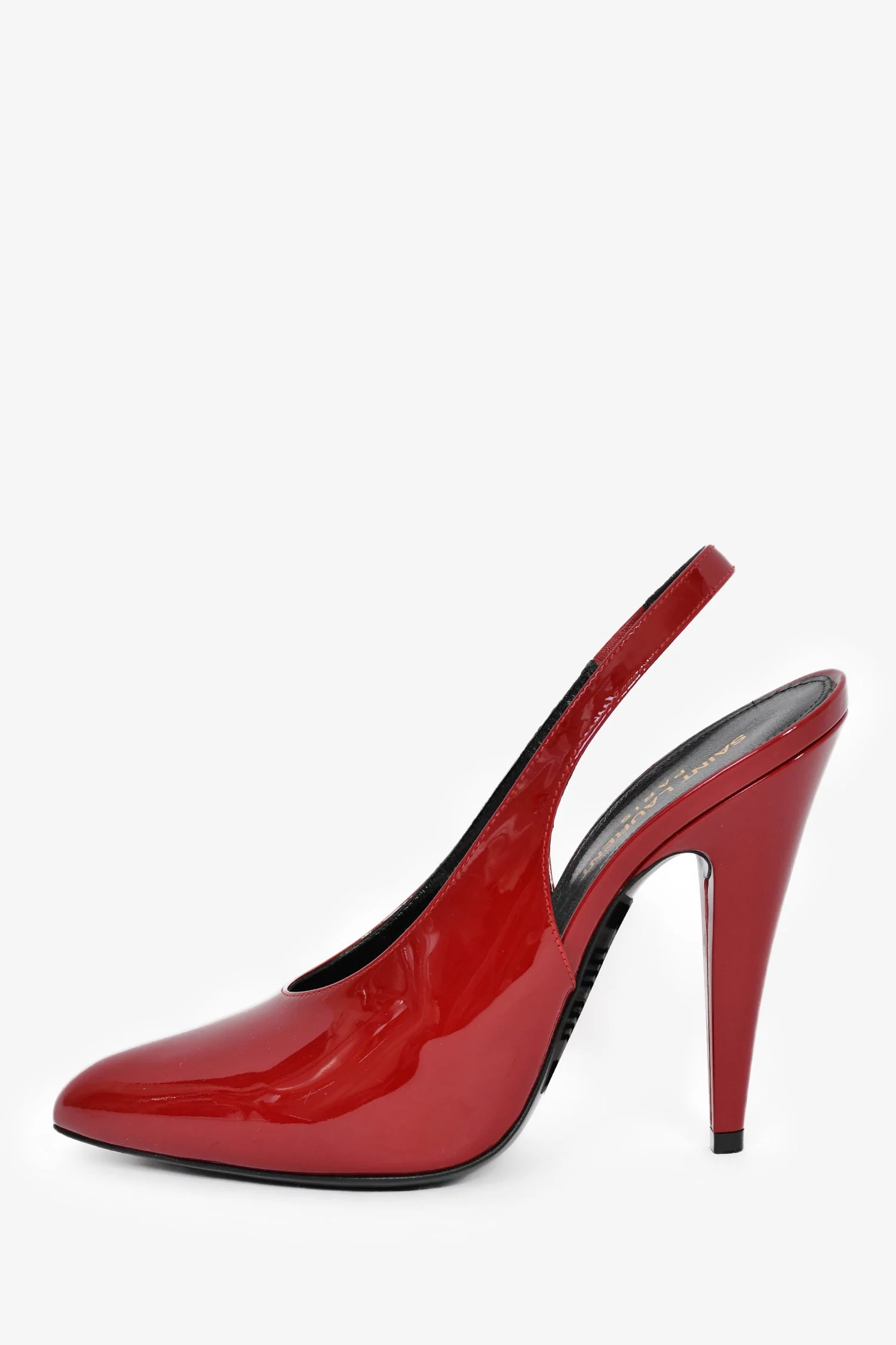 Saint Laurent Cherry Patent 'Venus' Slingback Heels Size 39 - Image 4