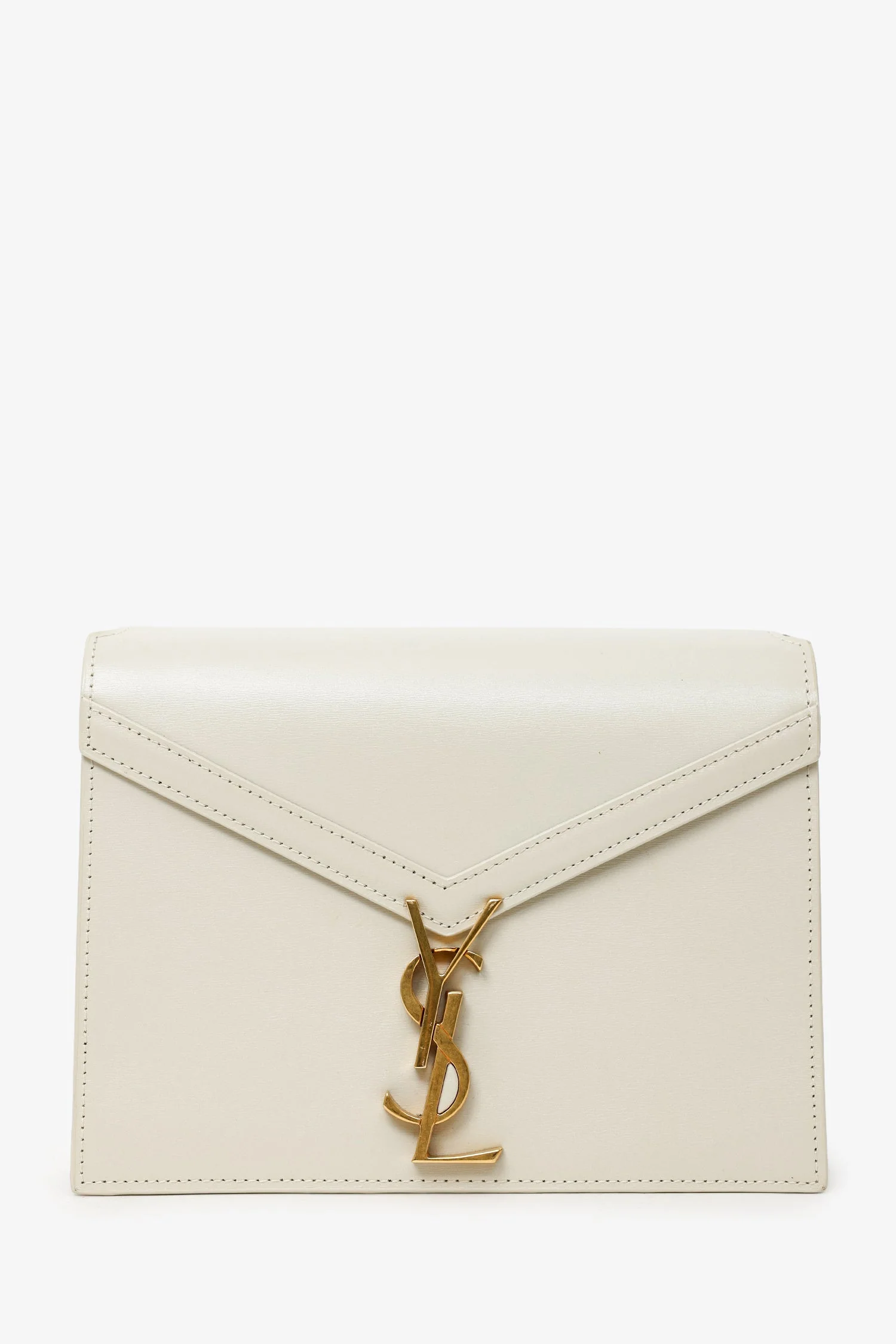 Saint Laurent Cream Smooth Leather Medium 'Cassandra' Chain Bag