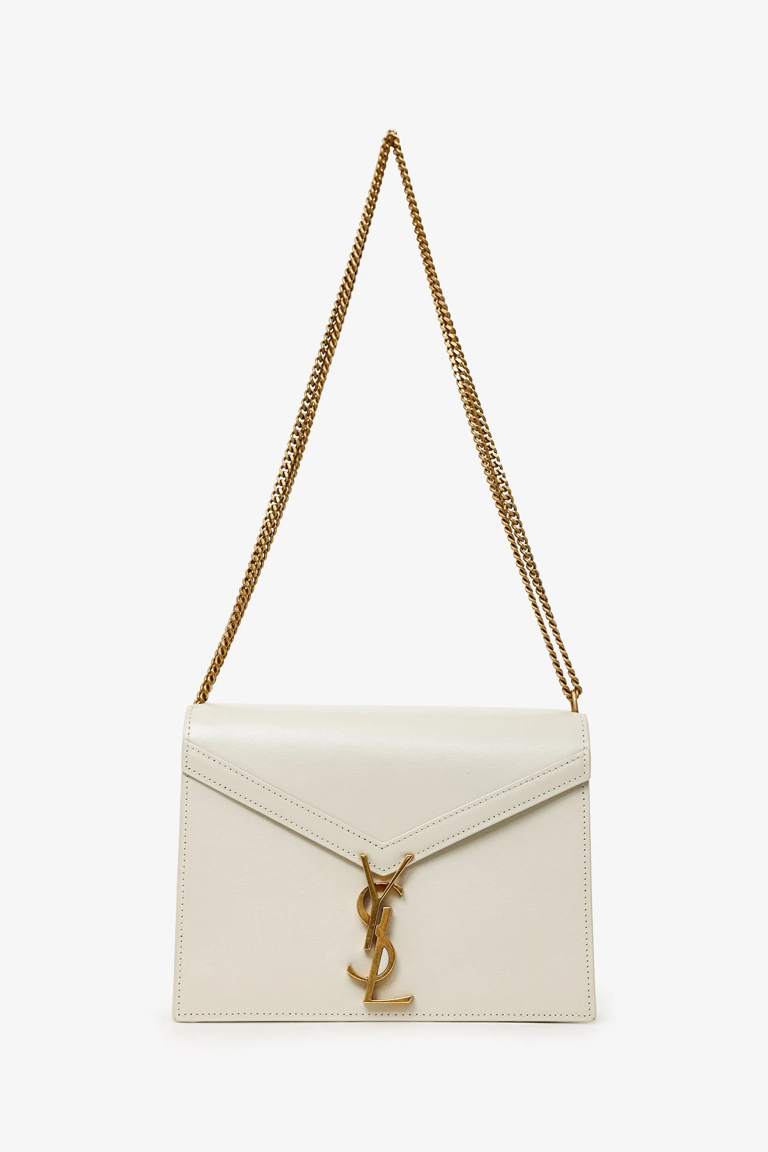 Saint Laurent Cream Smooth Leather Medium 'Cassandra' Chain Bag - Image 6