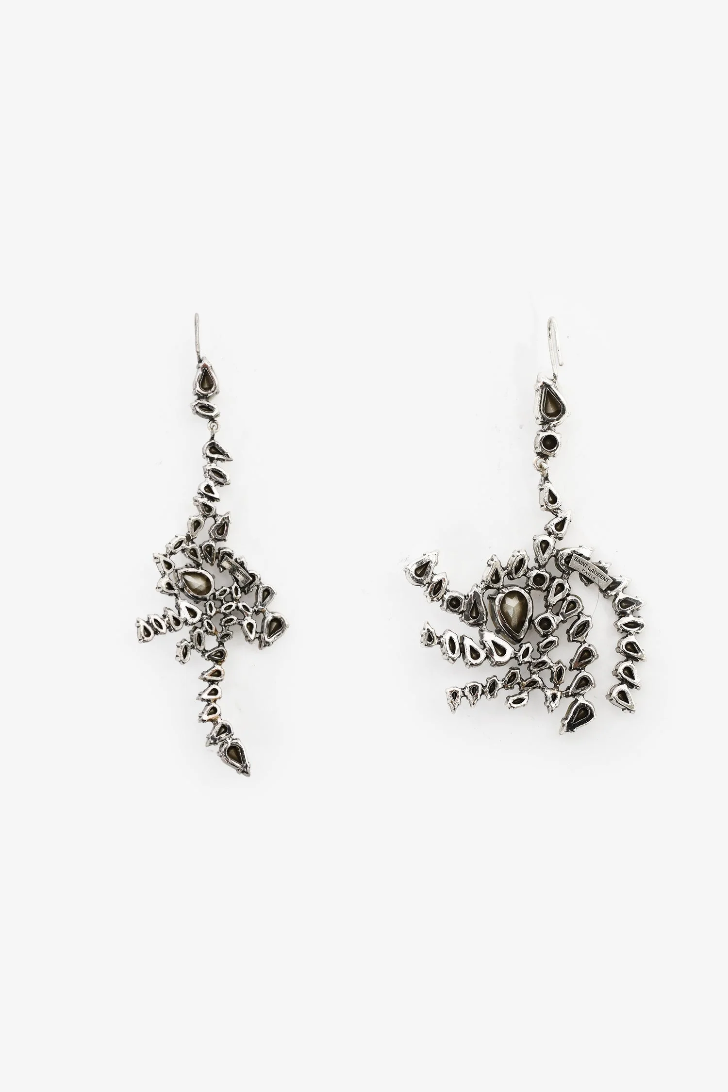 Saint Laurent Crystal Drop Asymmetrical Twist Earrings - Image 2