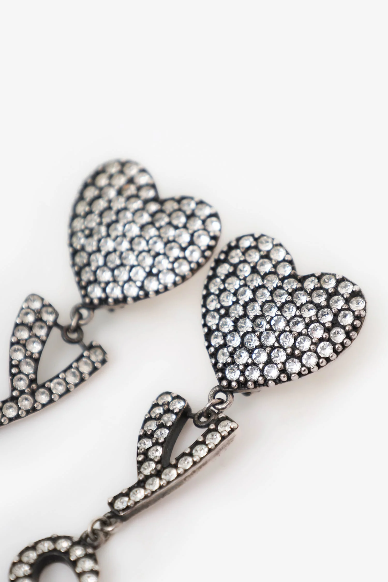 Saint Laurent Crystal Heart YSL Clip-On Earrings - Image 3