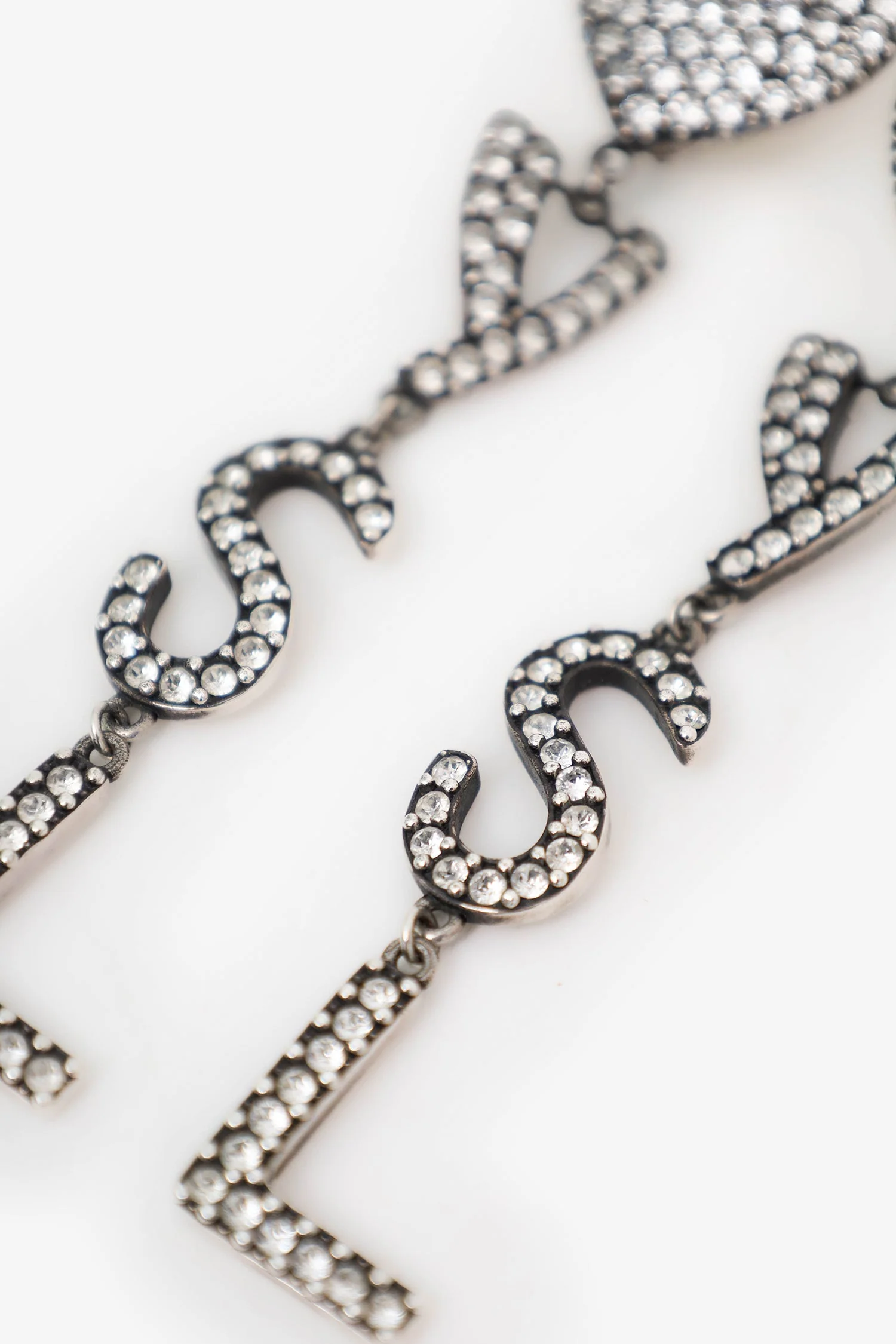 Saint Laurent Crystal Heart YSL Clip-On Earrings - Image 4