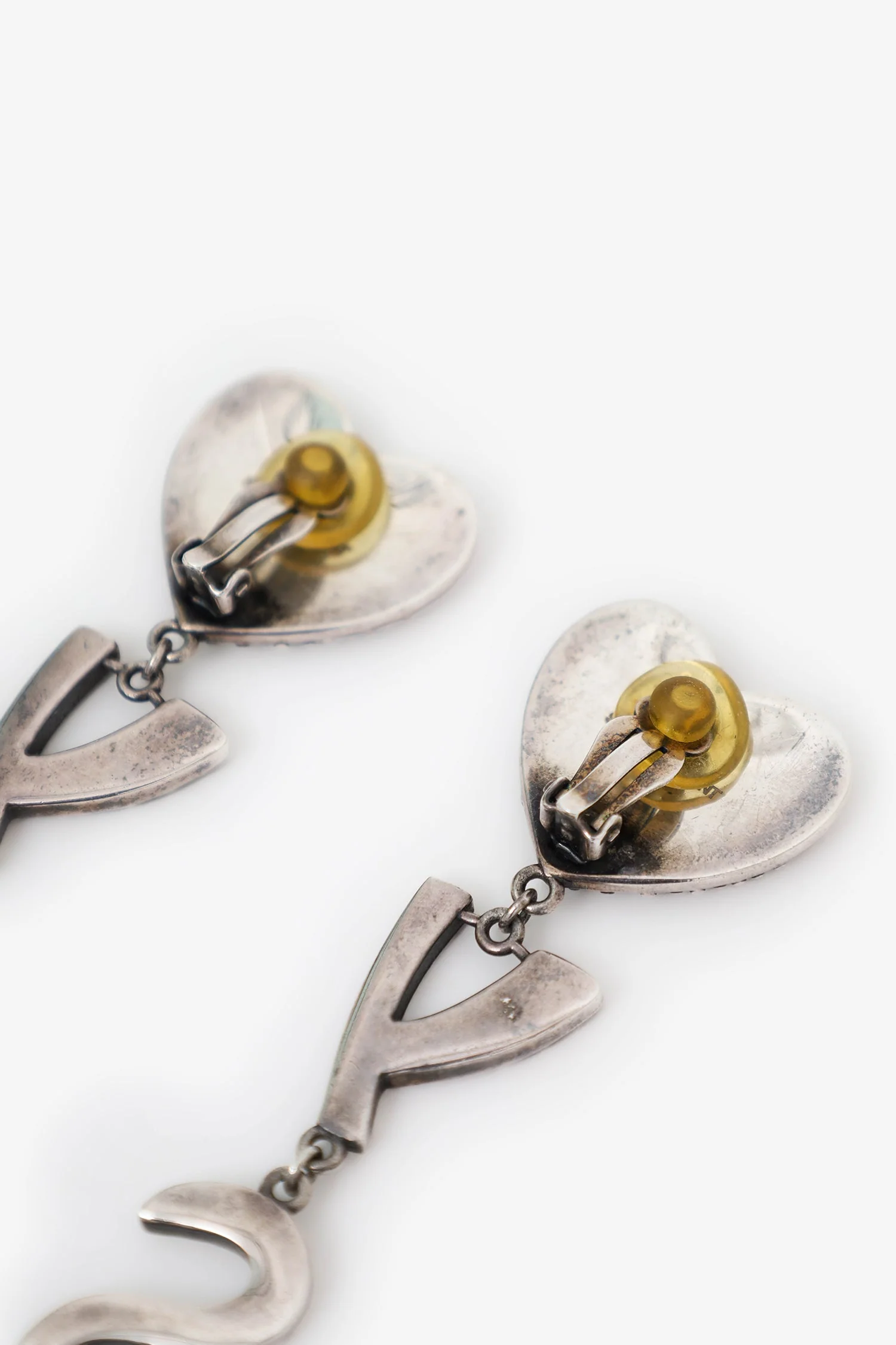 Saint Laurent Crystal Heart YSL Clip-On Earrings - Image 5