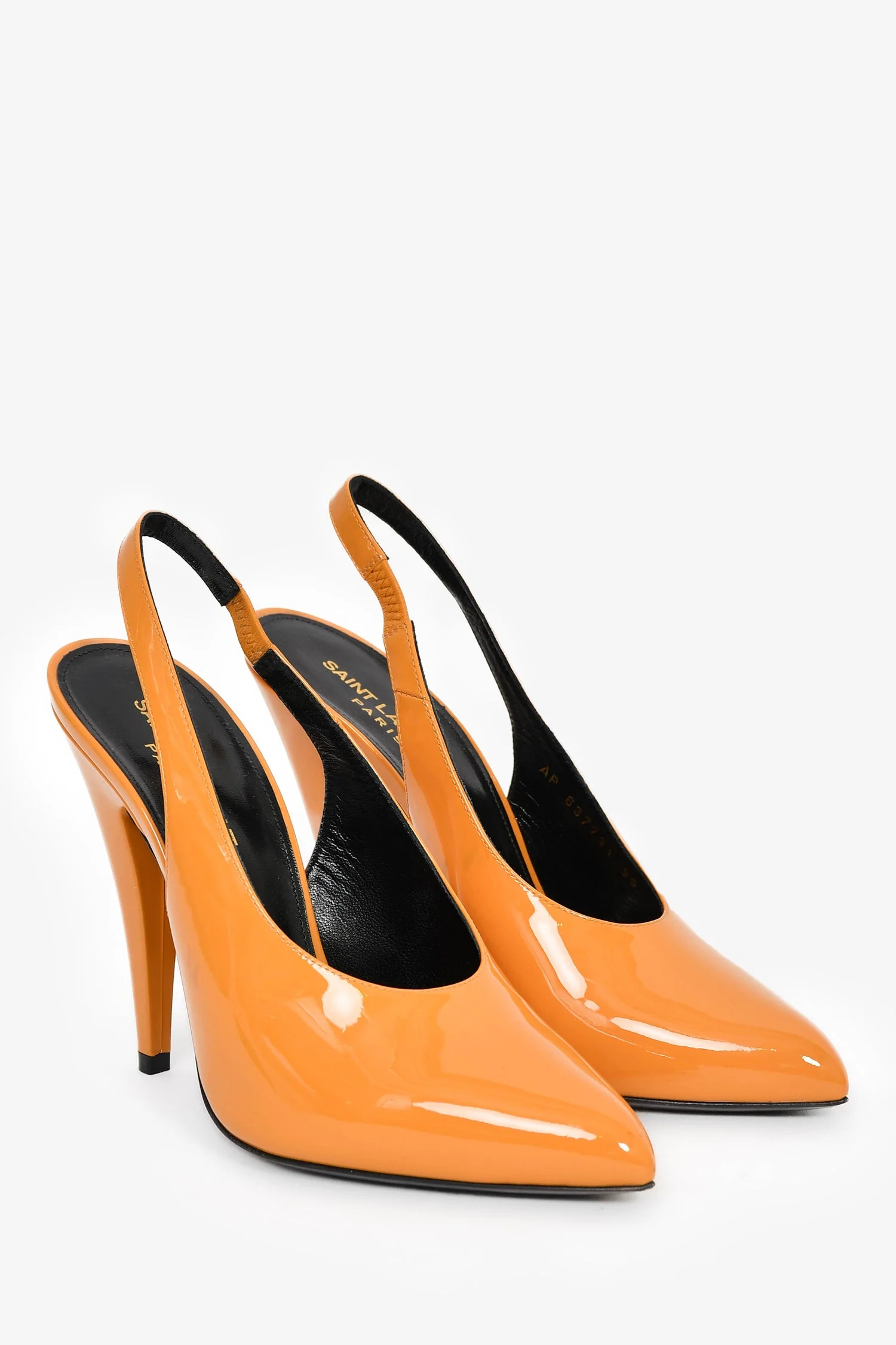 Saint Laurent Dark Yellow Patent 'Venus' Slingback Heels Size 39 - Image 2