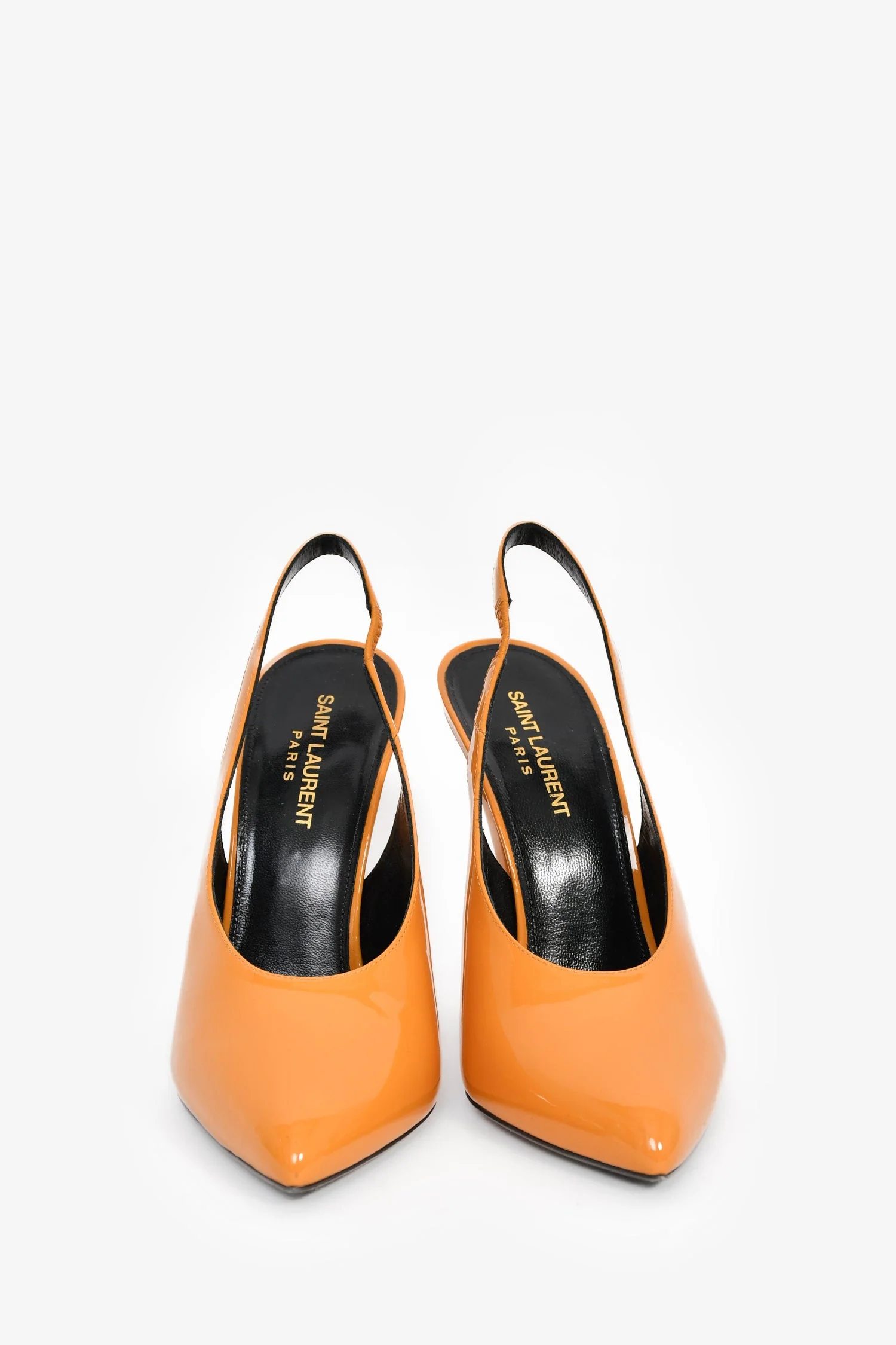 Saint Laurent Dark Yellow Patent 'Venus' Slingback Heels Size 39 - Image 3