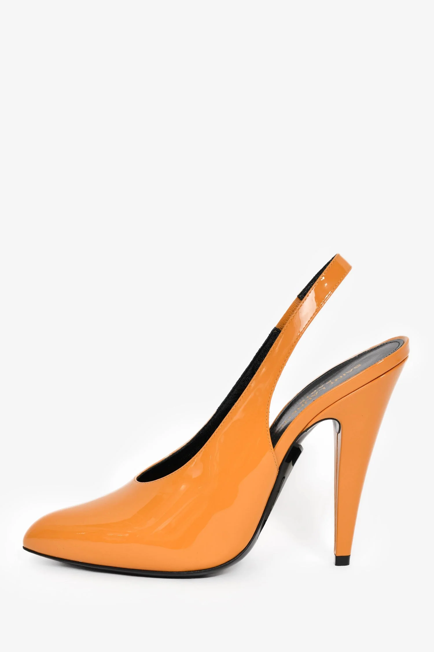Saint Laurent Dark Yellow Patent 'Venus' Slingback Heels Size 39 - Image 4