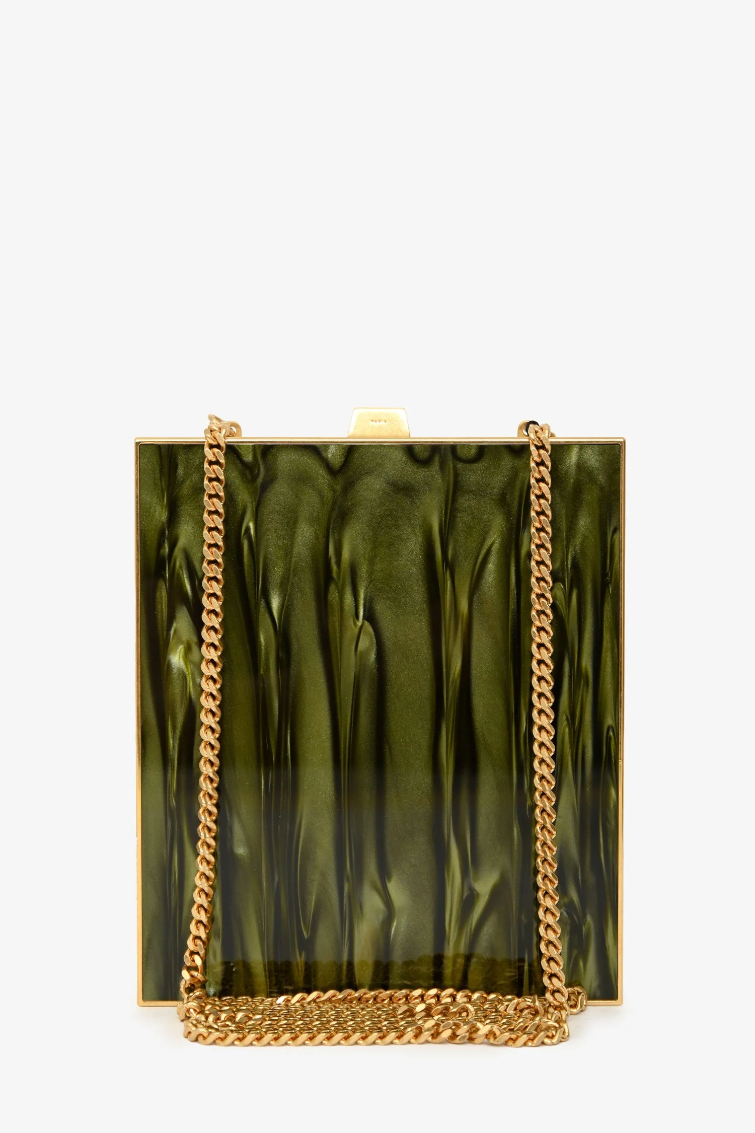 Saint Laurent Green Tuxedo Pexiglass Gold Metal Box Bag - Image 2