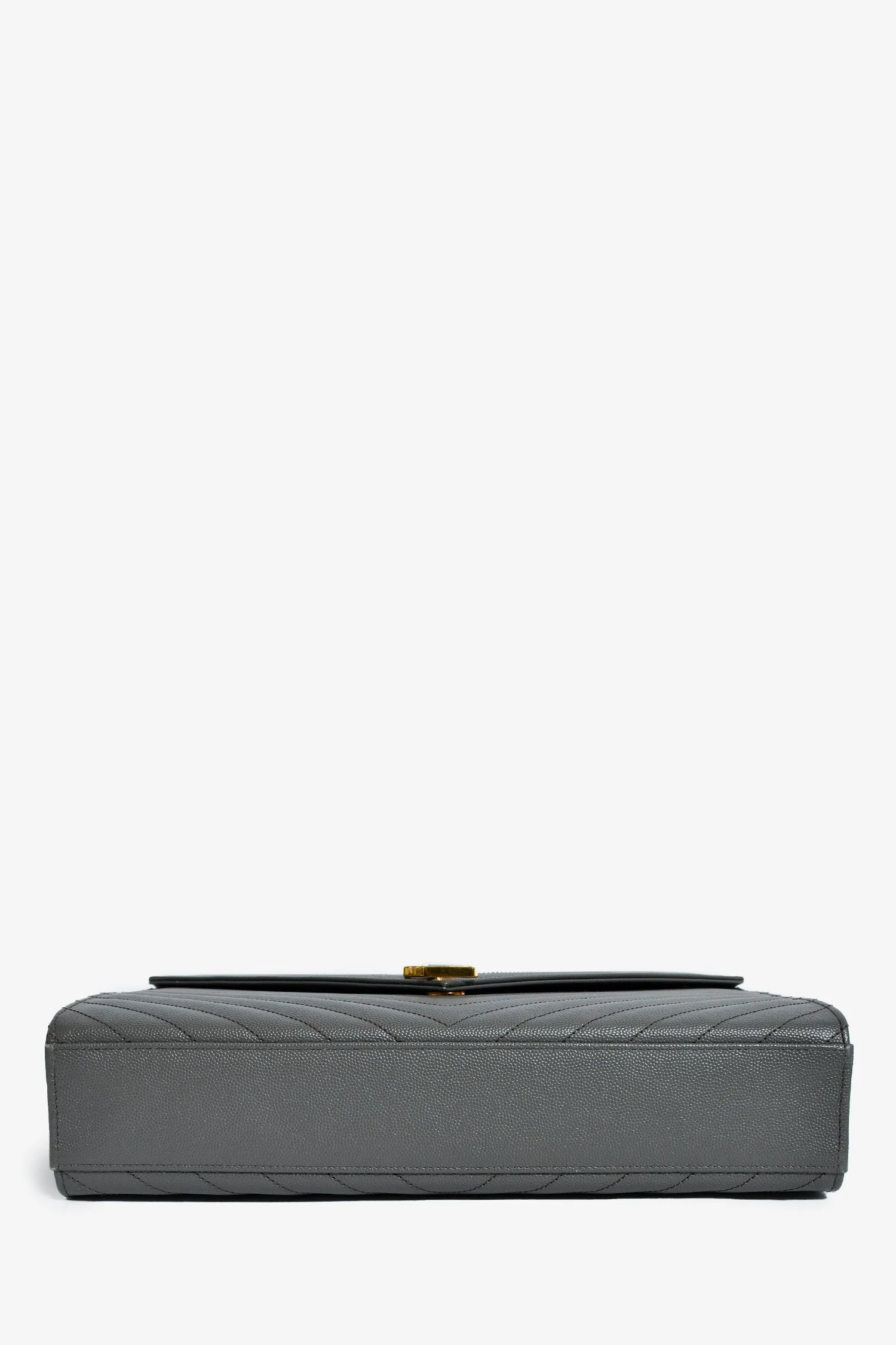 Saint Laurent Grey Chevron Leather Envelope Large Chain Shoulder Bag - Image 5