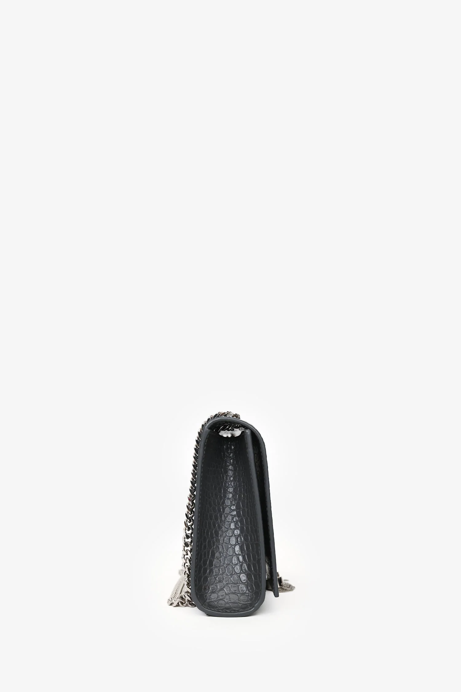 Saint Laurent Grey Croc Embossed Medium 'Kate' Shoulder Bag - Image 2
