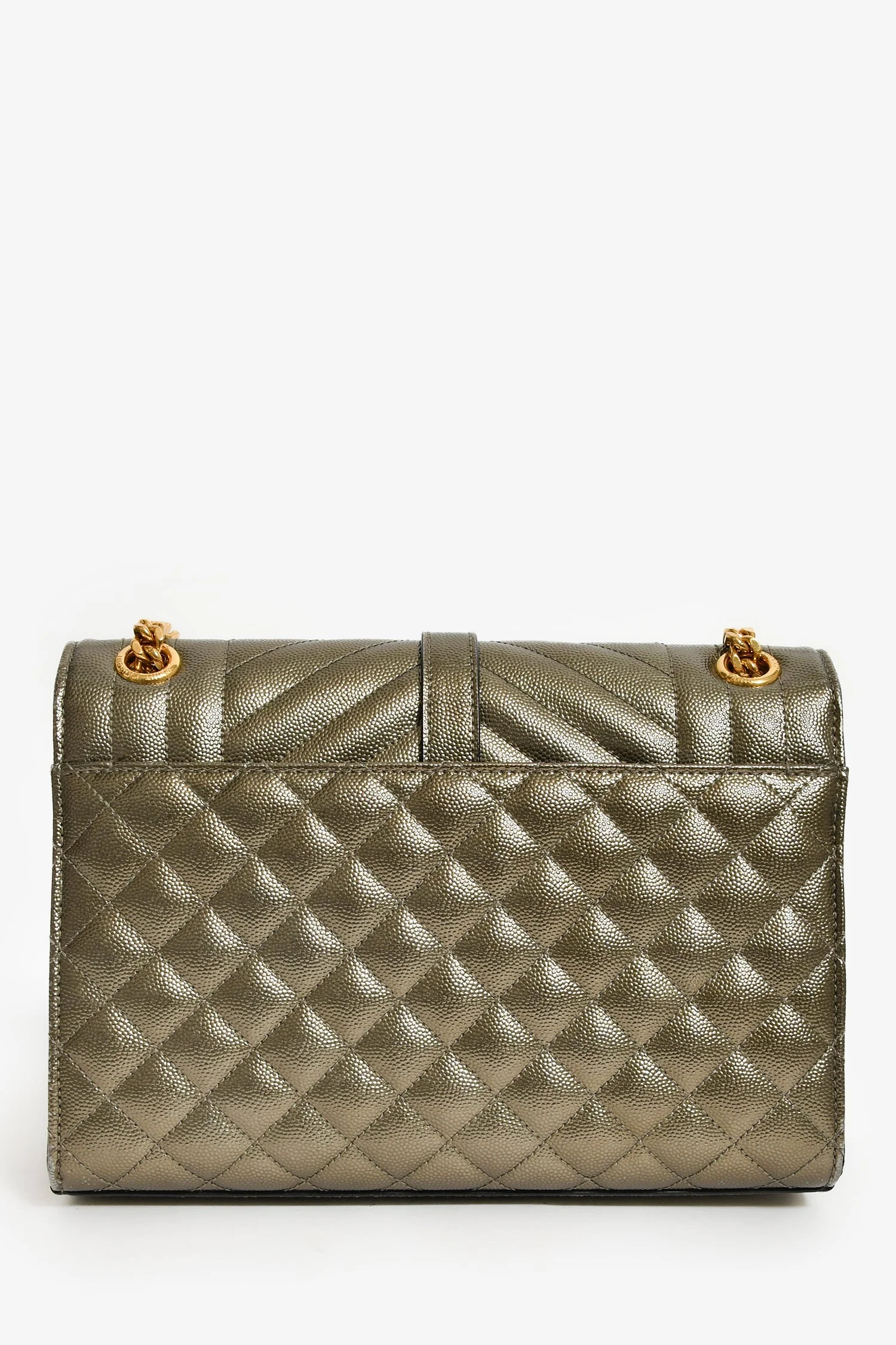 Saint Laurent Gunmetal Tri-Quilted Leather Envelope Chain Shoulder Bag - Image 2