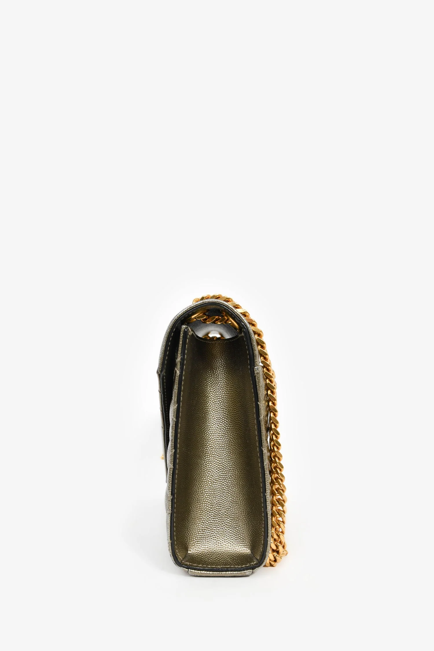 Saint Laurent Gunmetal Tri-Quilted Leather Envelope Chain Shoulder Bag - Image 3