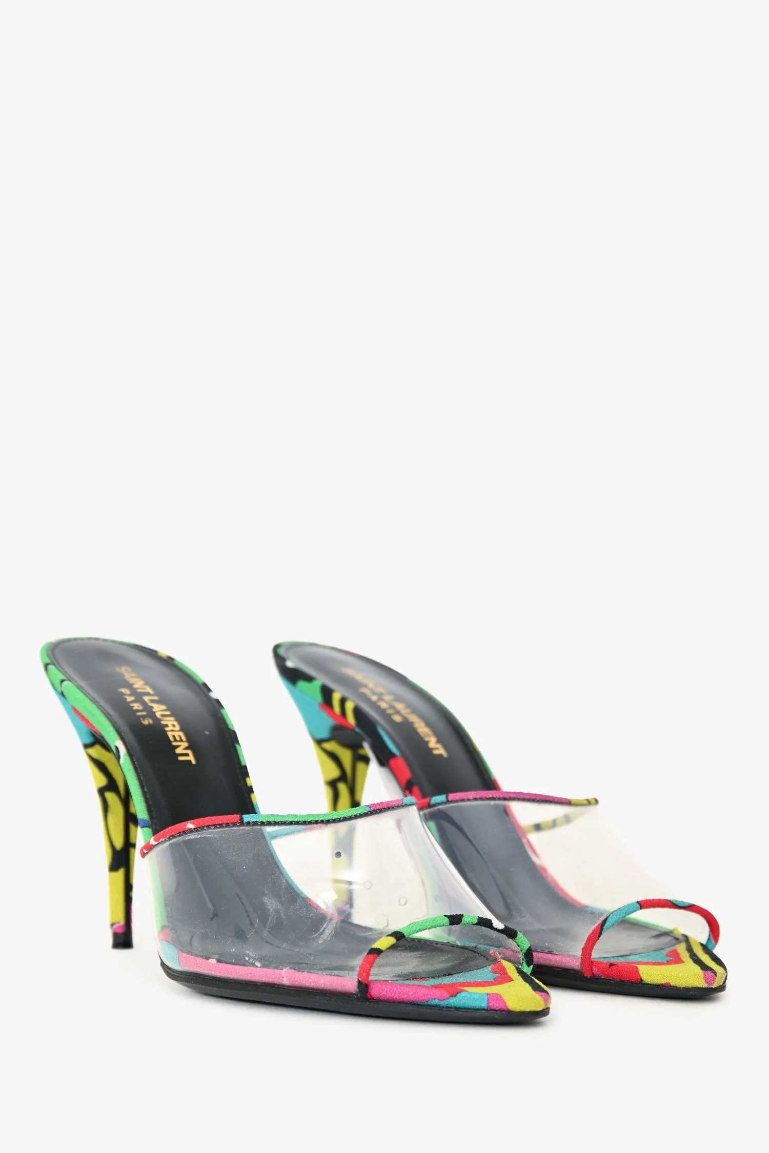 Saint Laurent Multicolour PVC 'Lolita' Floral Print Sandals Size 36.5 - Image 2