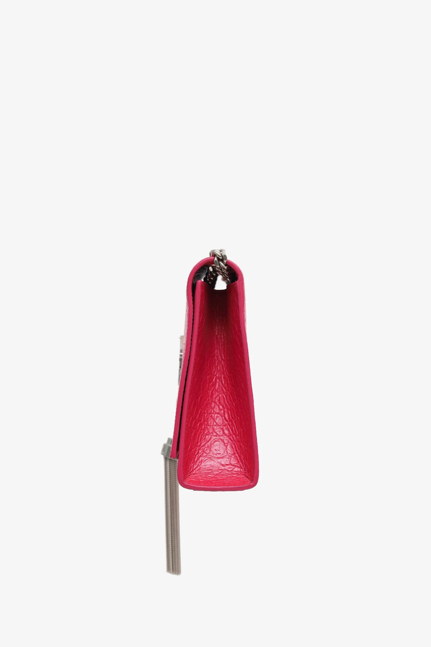 Saint Laurent Pink Leather Croc Embossed Medium 'Kate' Tassel Crossbody Bag - Image 4