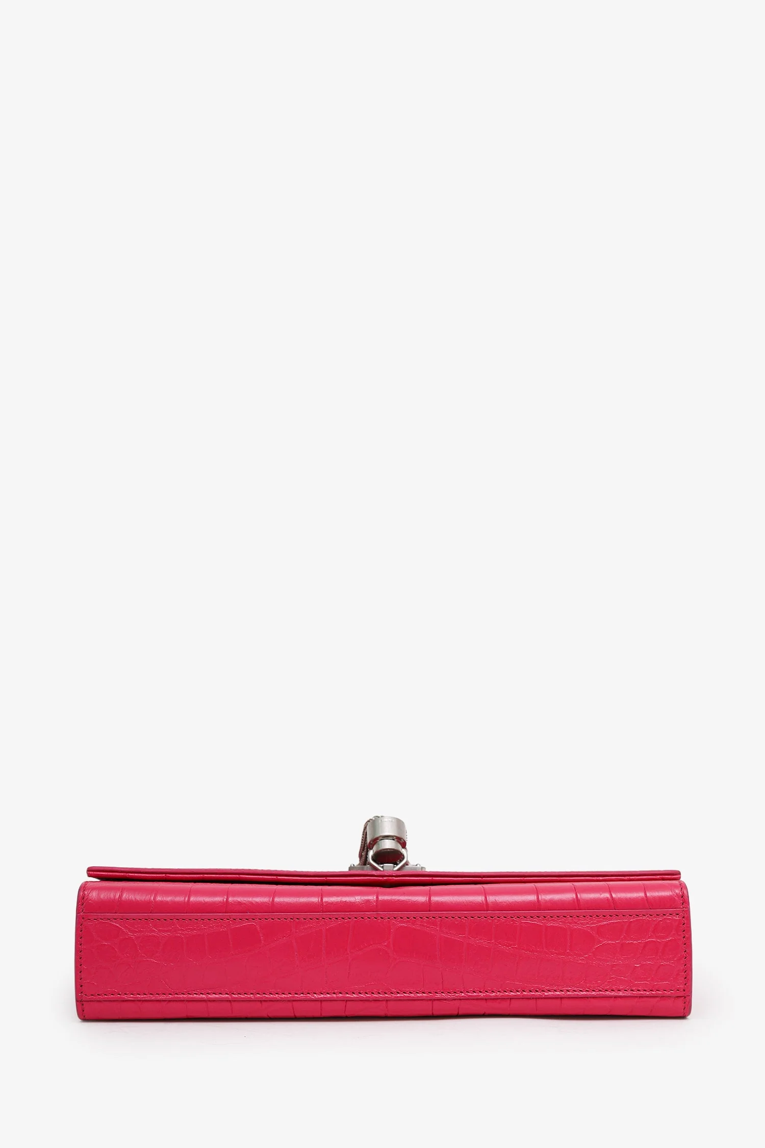 Saint Laurent Pink Leather Croc Embossed Medium 'Kate' Tassel Crossbody Bag - Image 5