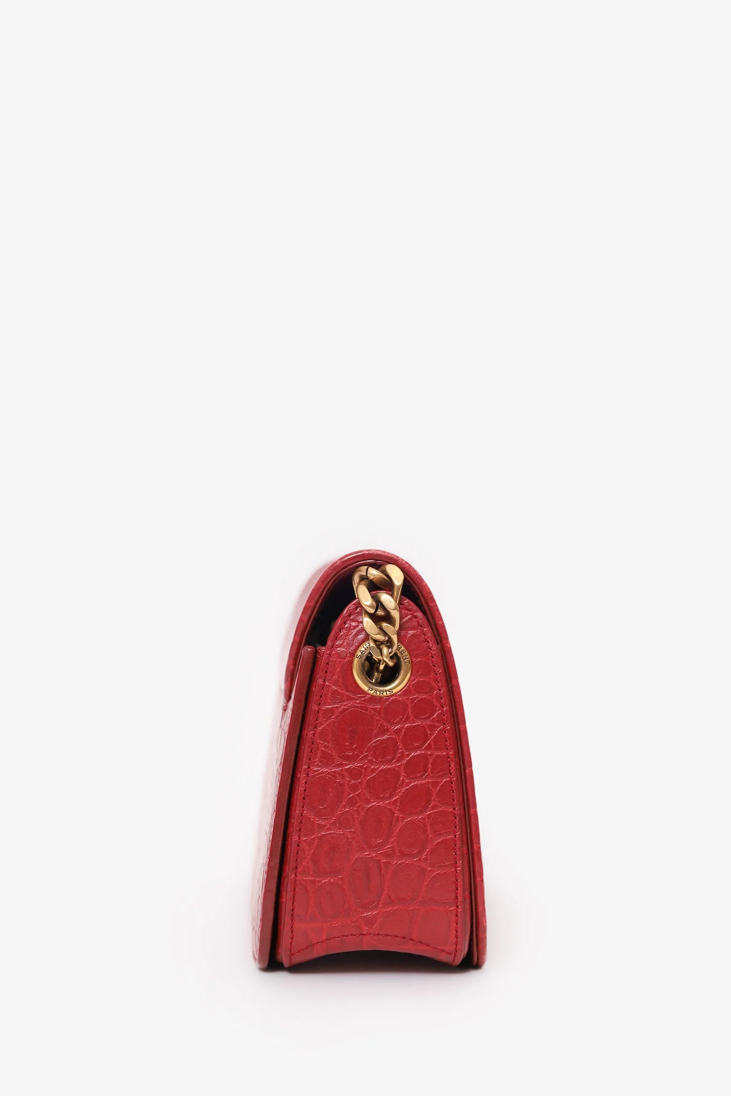 Saint Laurent Red Embossed Elise Shoulder Bag - Image 3