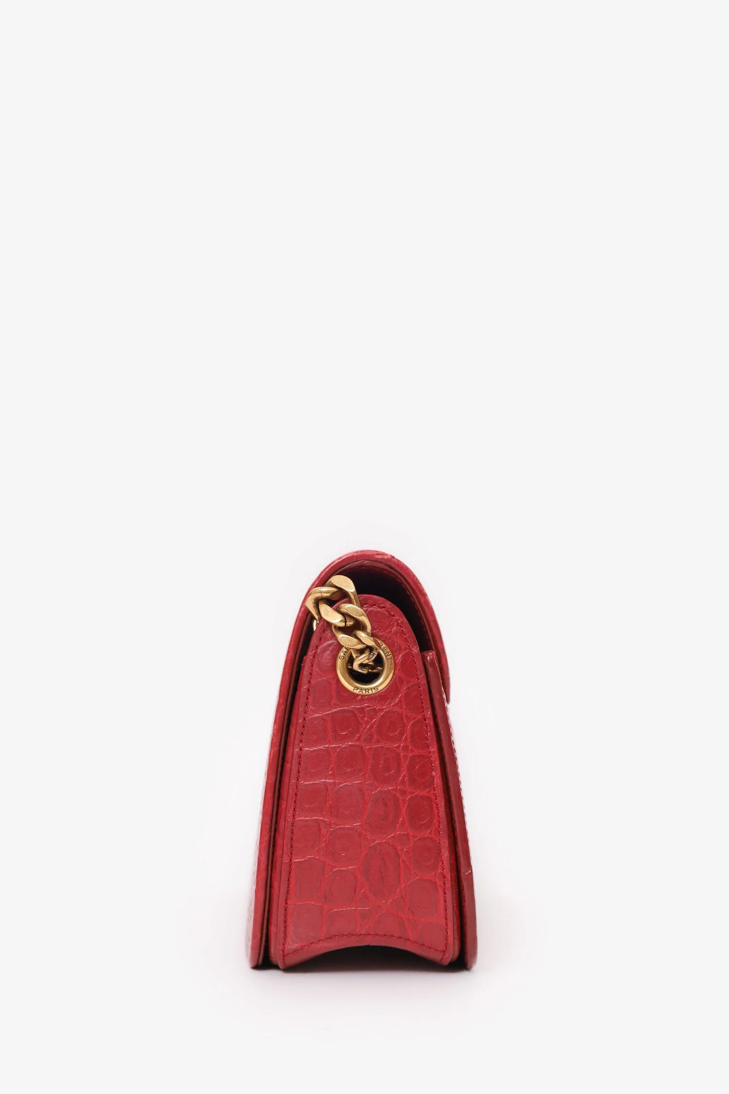 Saint Laurent Red Embossed Elise Shoulder Bag - Image 4