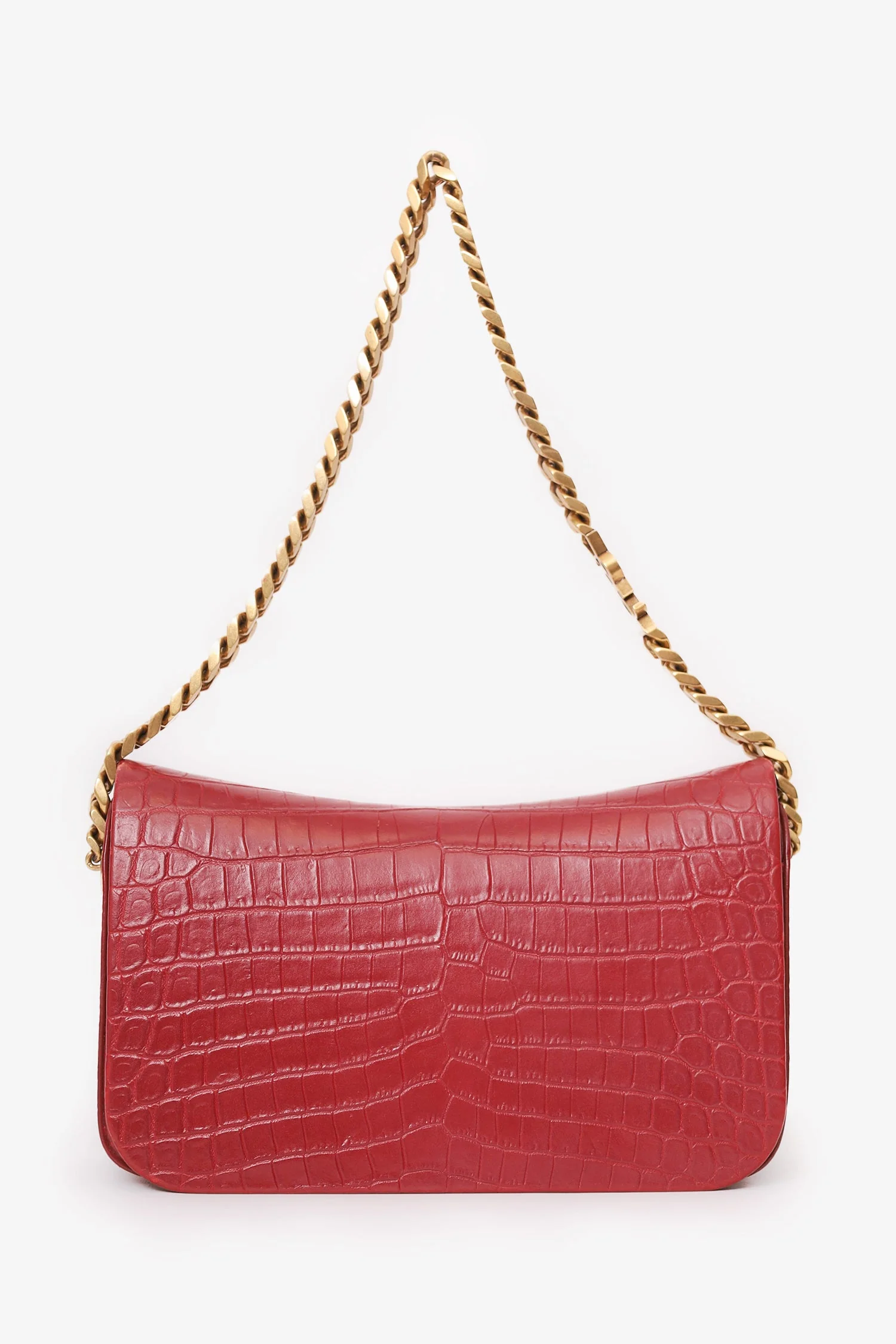 Saint Laurent Red Embossed Elise Shoulder Bag - Image 7