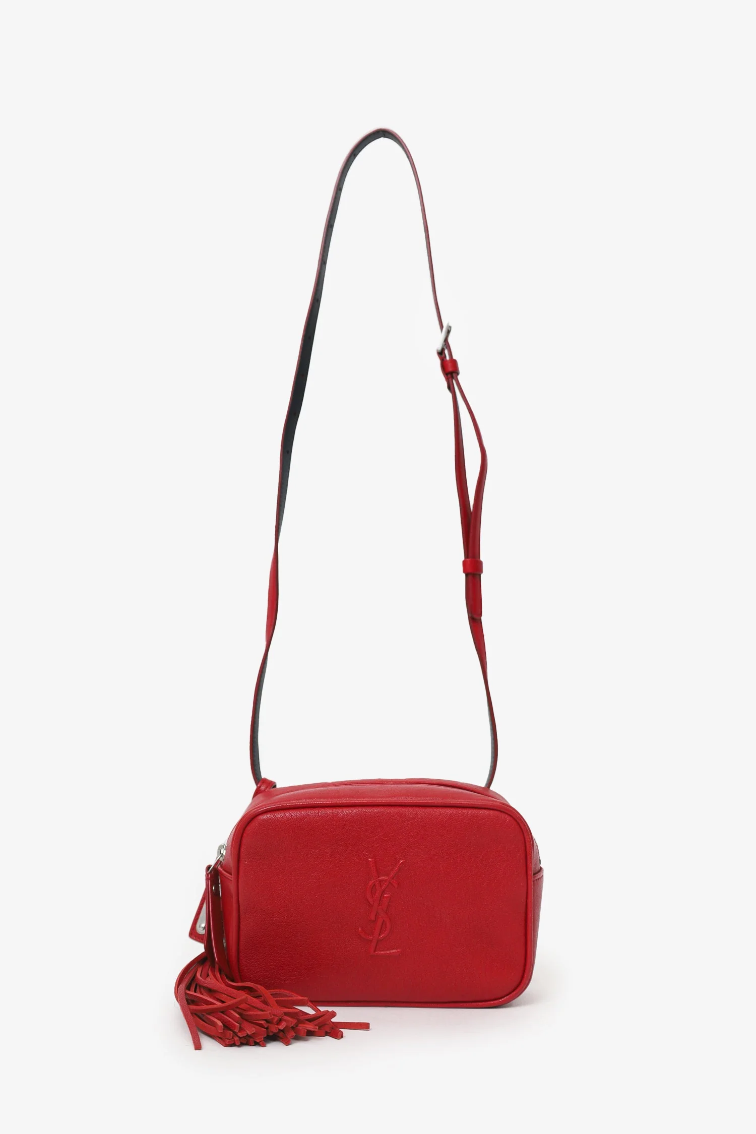 Saint Laurent Red Lambskin Monogram Lou Belt Bag - Image 7