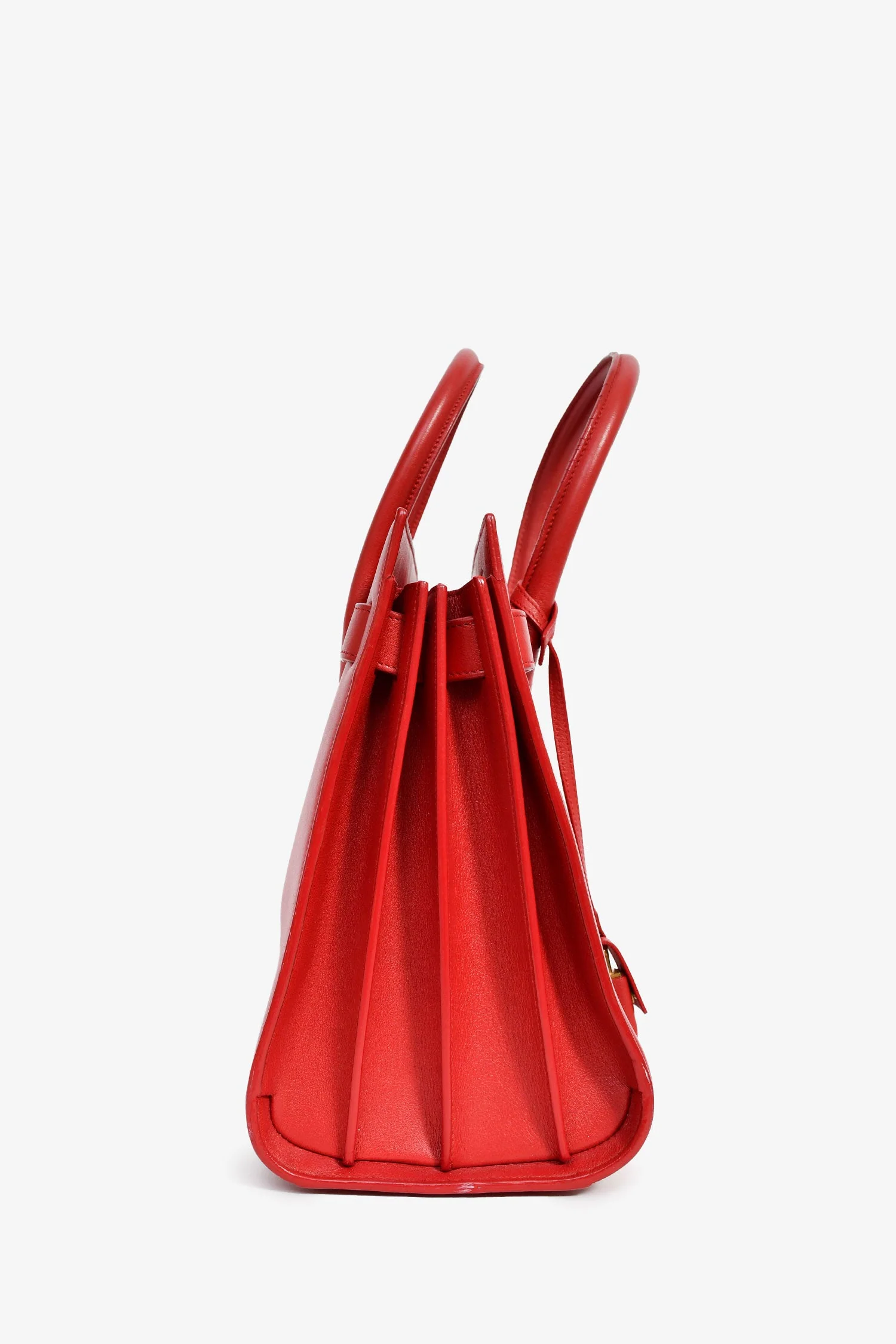Saint Laurent Red Leather Small Sac De Jour with Strap - Image 3
