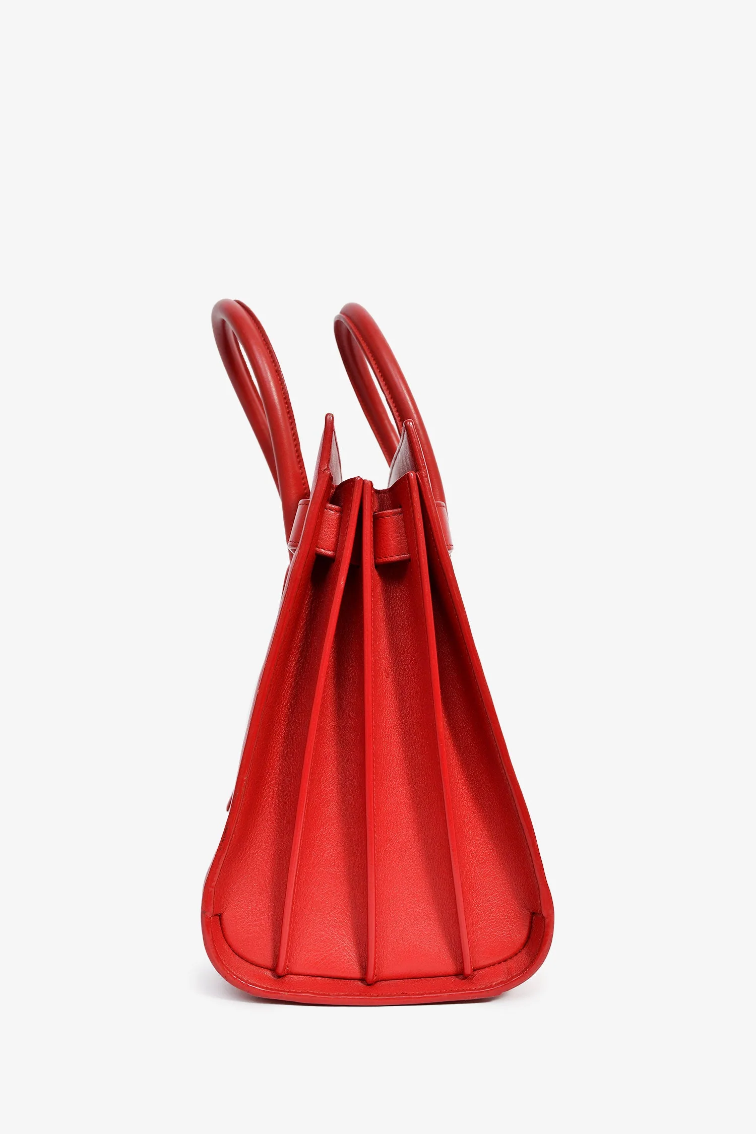 Saint Laurent Red Leather Small Sac De Jour with Strap - Image 4
