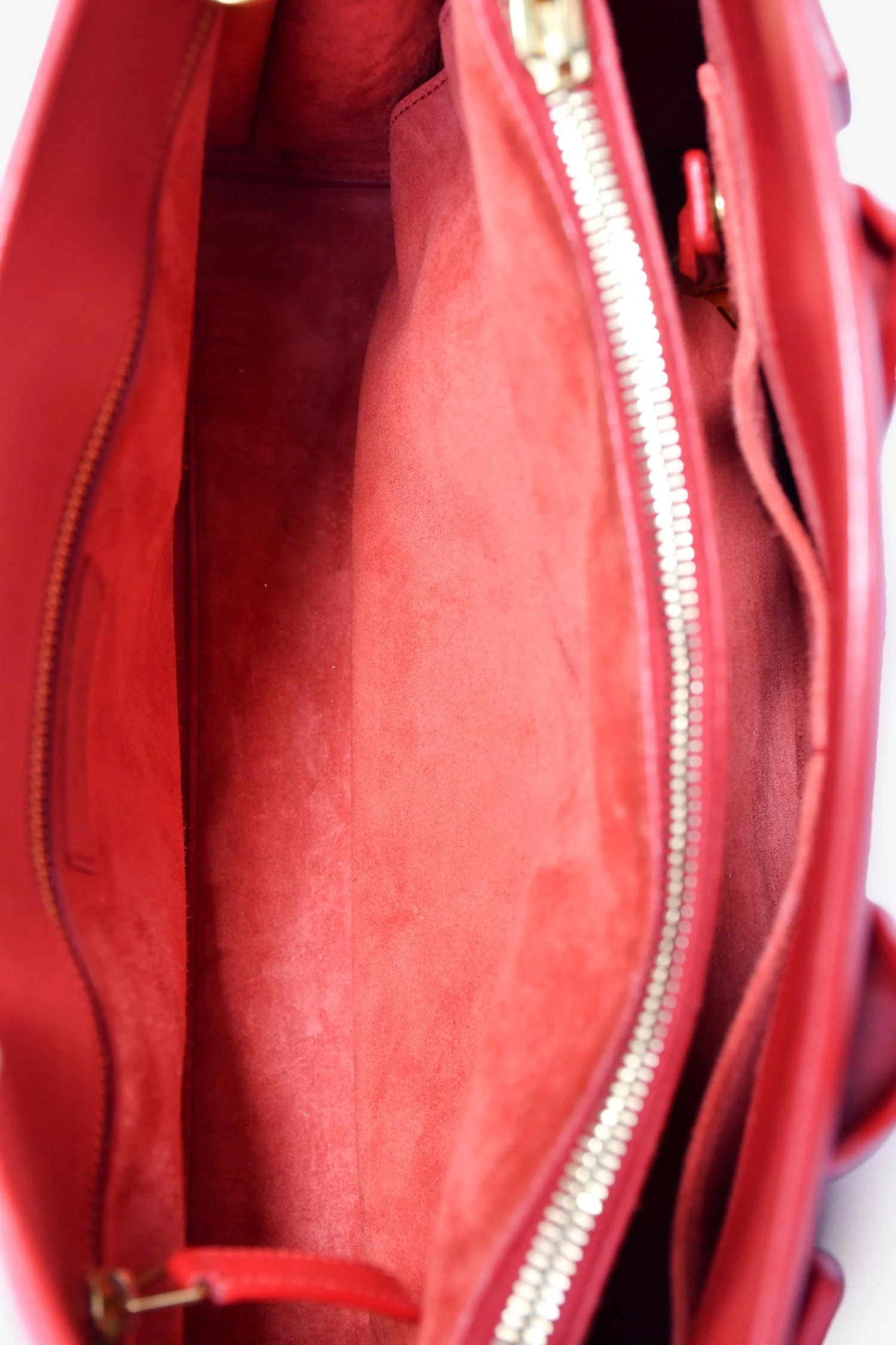 Saint Laurent Red Leather Small Sac De Jour with Strap - Image 6