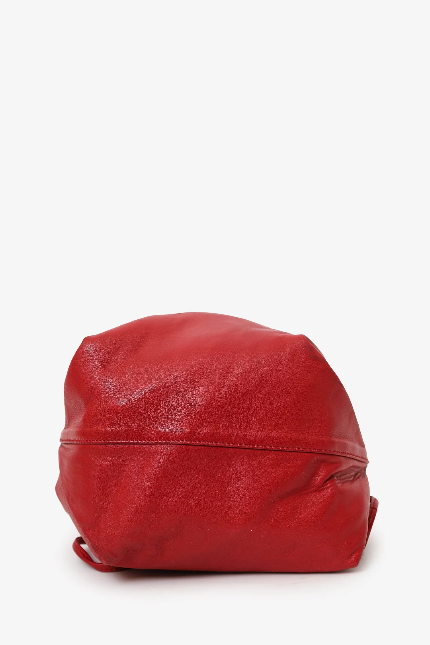 Saint Laurent Red Leather Teddy Bucket Bag With Pouch - Image 5