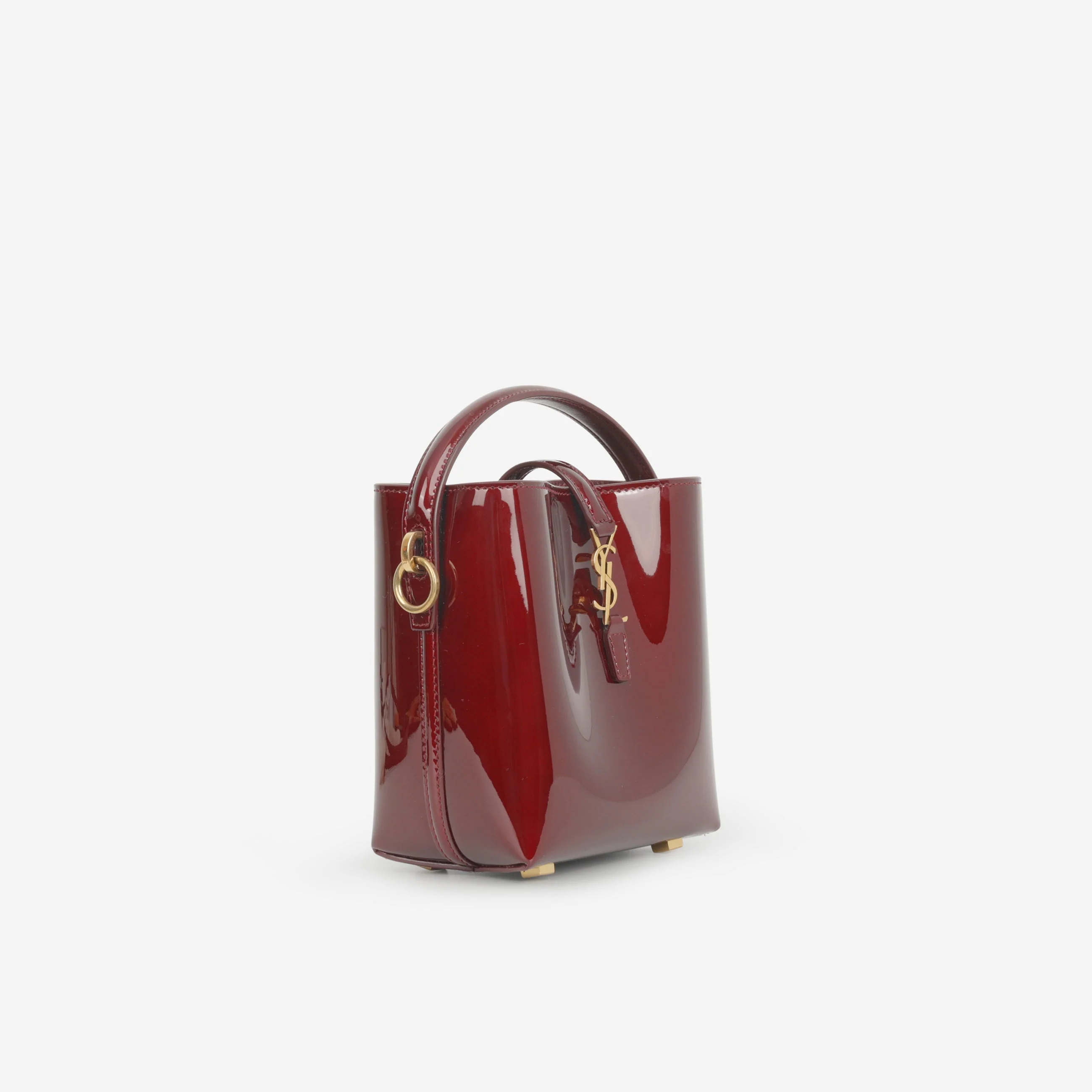 Saint Laurent Le 37 Mini Bucket - Gloss Burgundy Patent | Bronze Hardware - Image 2