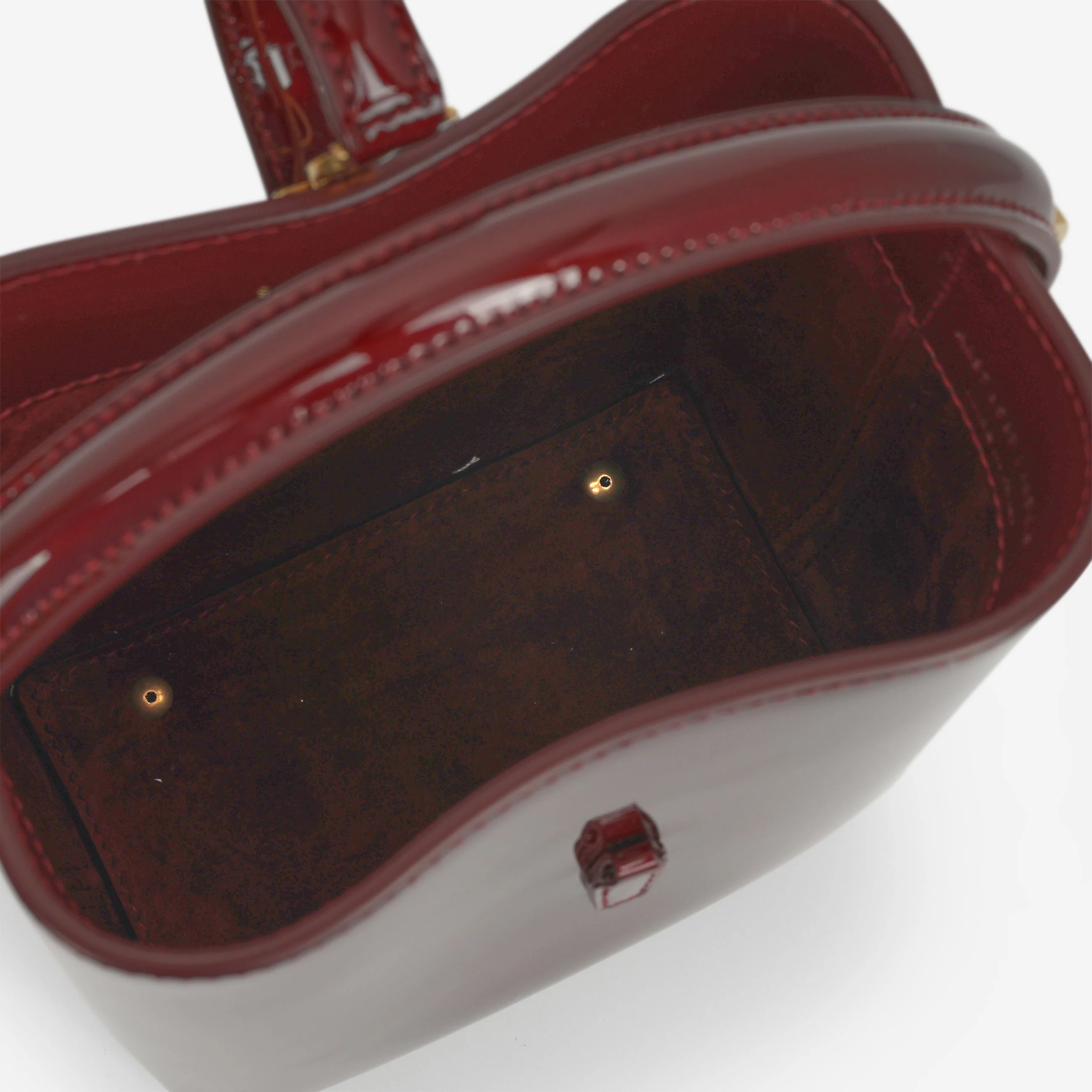 Saint Laurent Le 37 Mini Bucket - Gloss Burgundy Patent | Bronze Hardware - Image 5