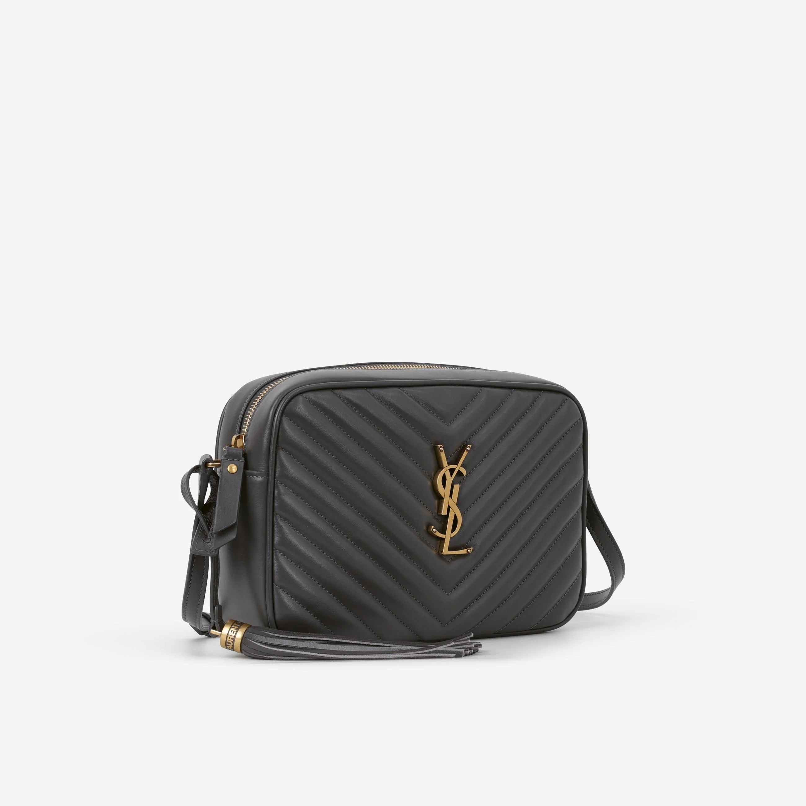 Saint Laurent Lou Camera Bag - Grey Calfskin | Gold Hardware - Image 2