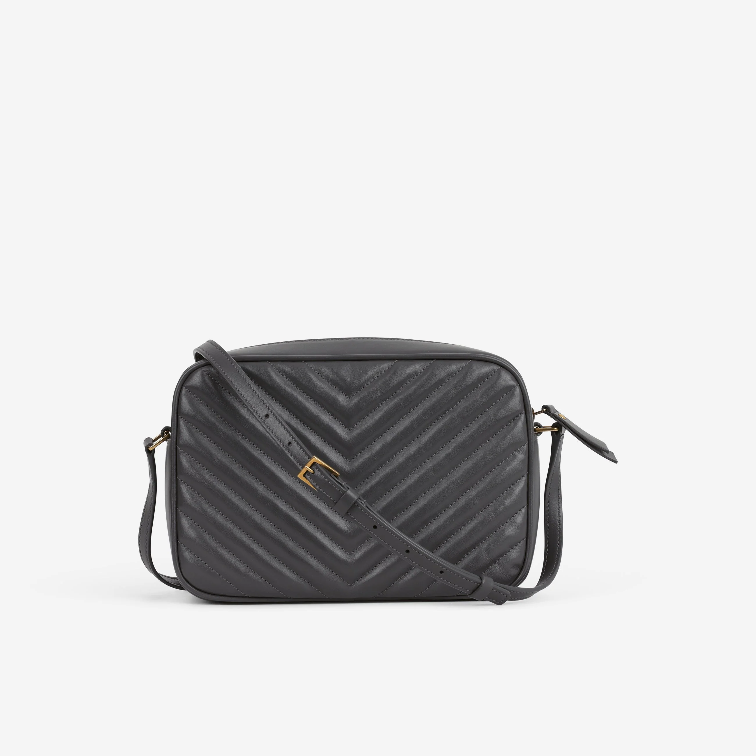 Saint Laurent Lou Camera Bag - Grey Calfskin | Gold Hardware - Image 4